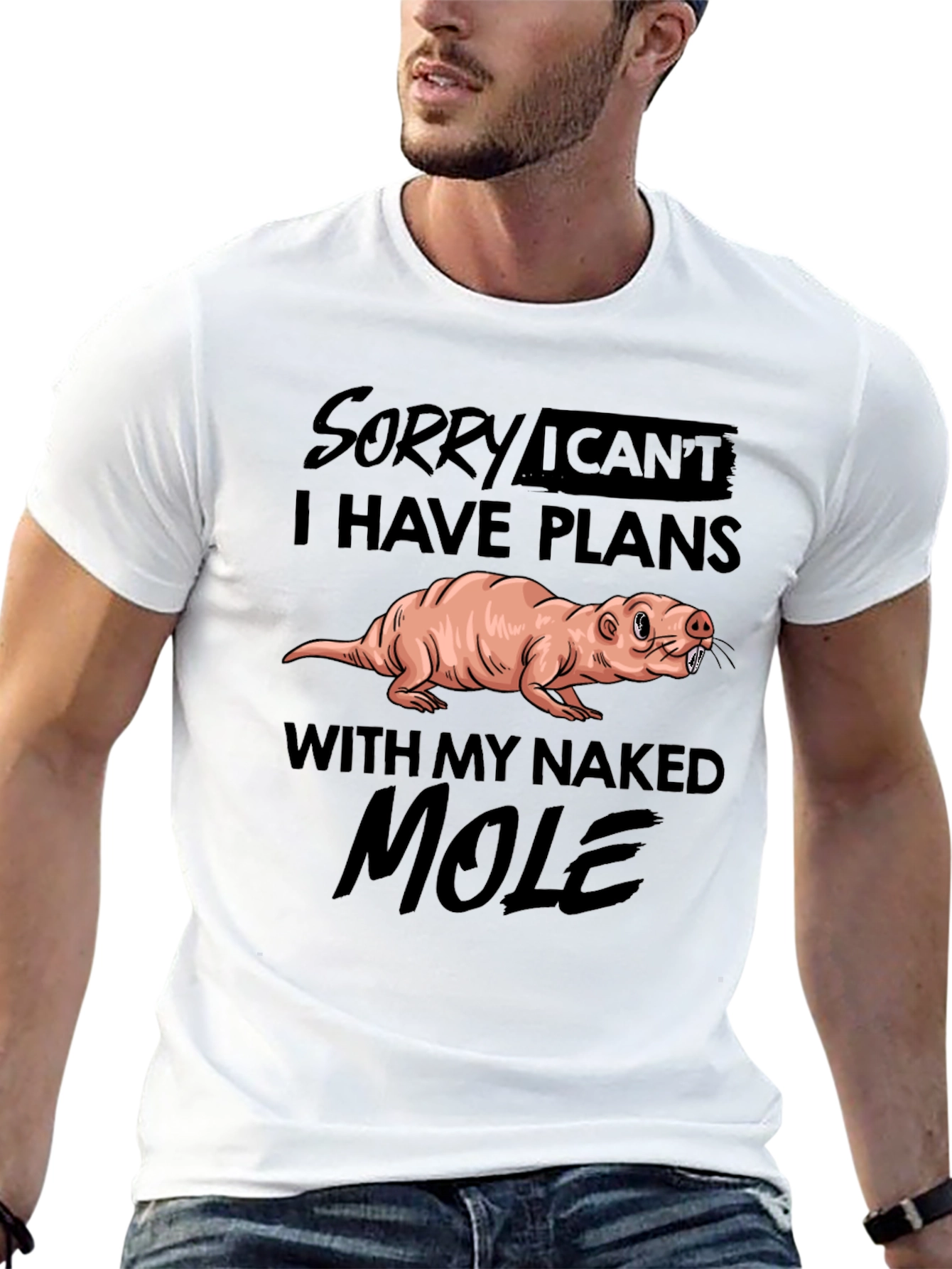 Camiseta Negra: Disculpa Tengo Planes con Topo Calvo