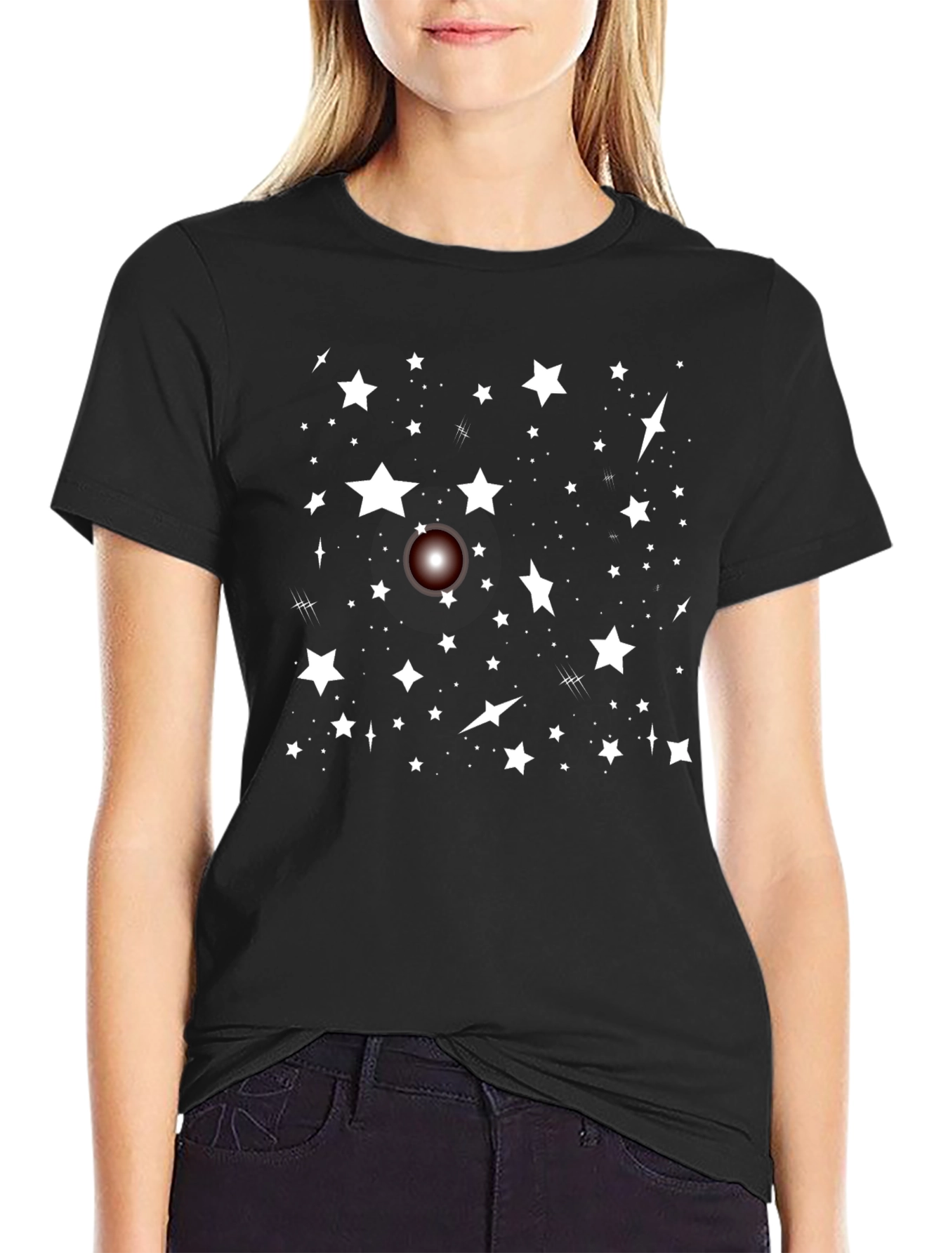 Camiseta Negra Estrellas Hombre Diseño Casual
