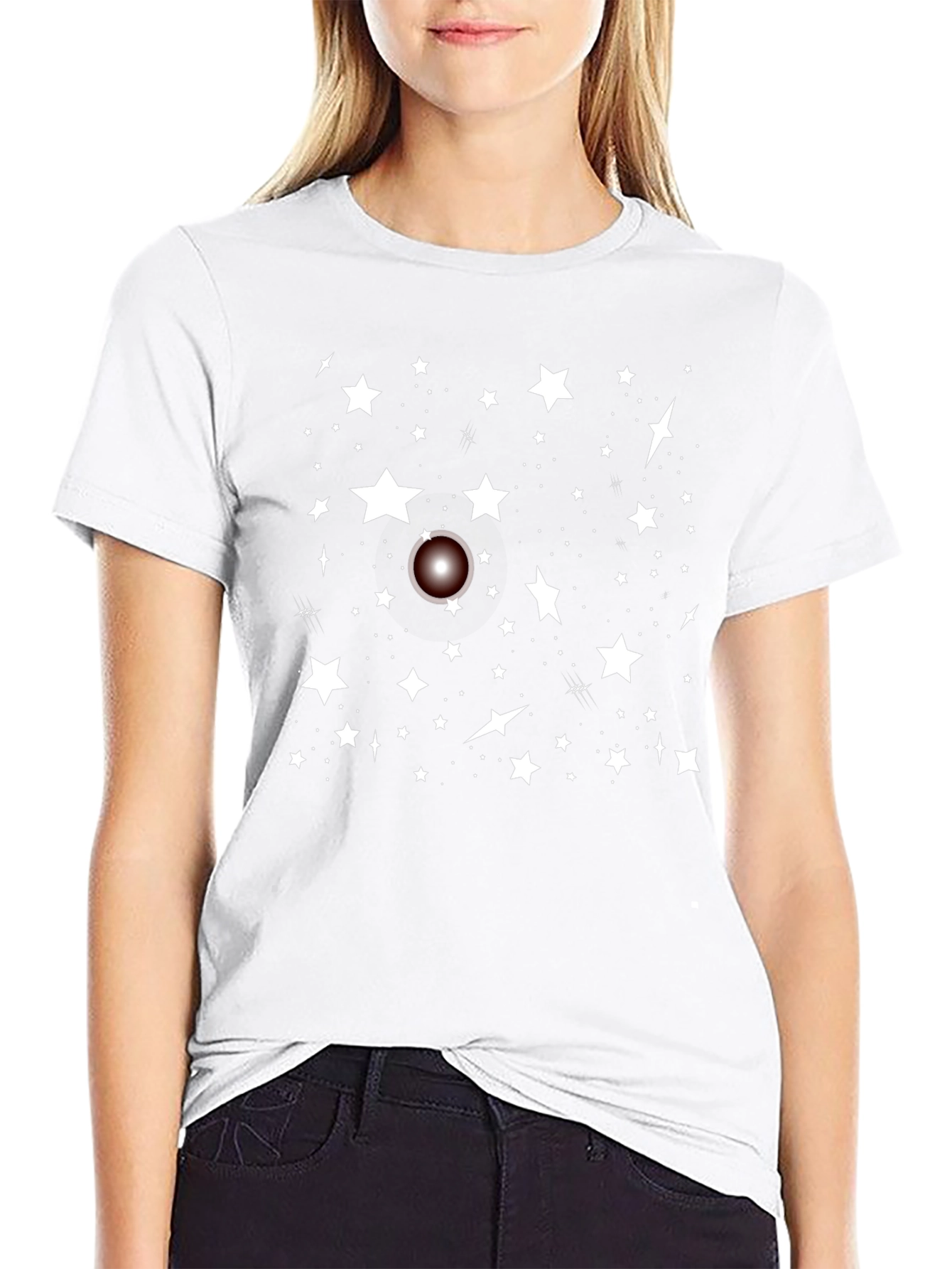 Camiseta Negra Estrellas Hombre Diseño Casual