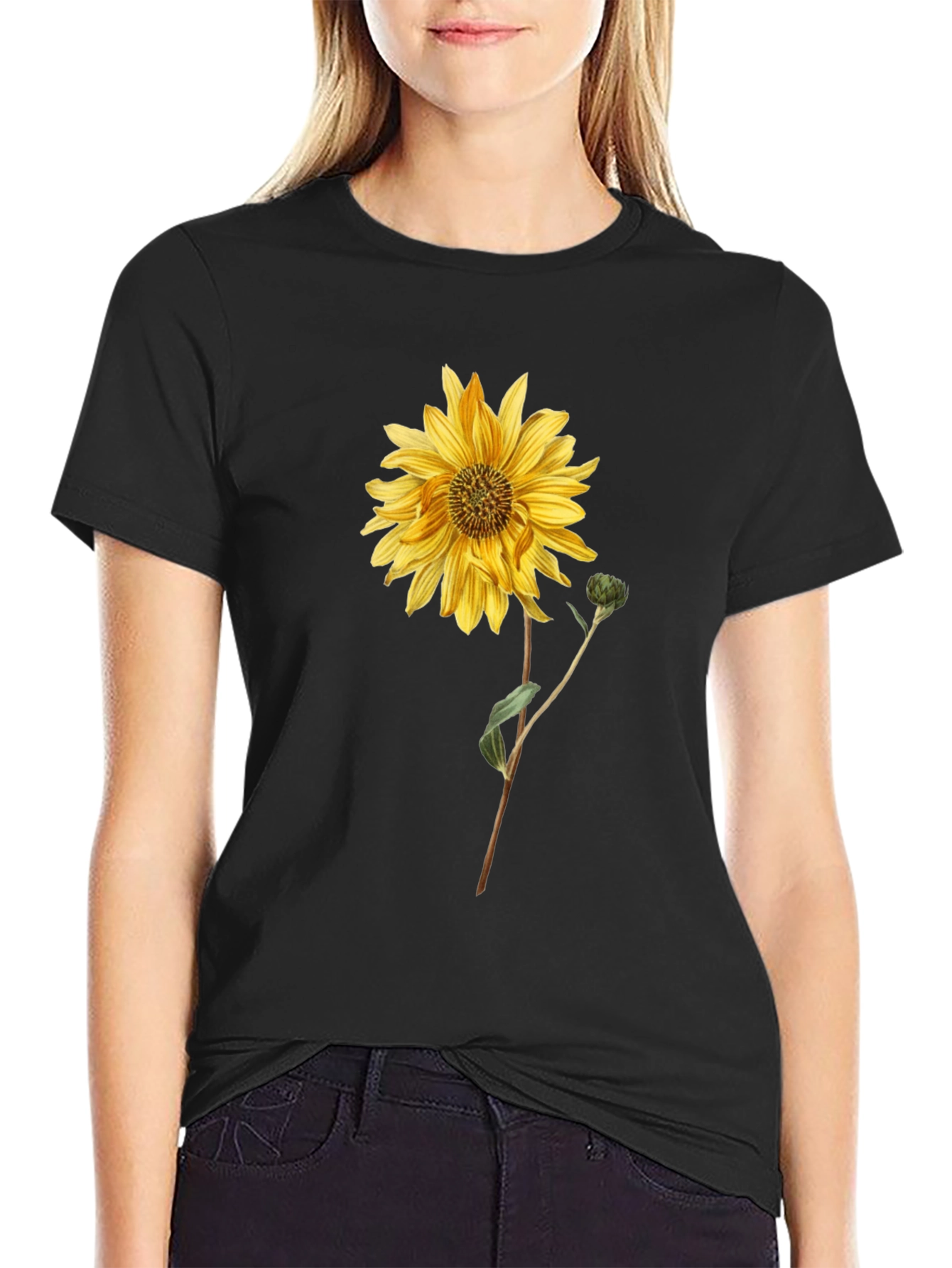 Camiseta Negra con Girasol