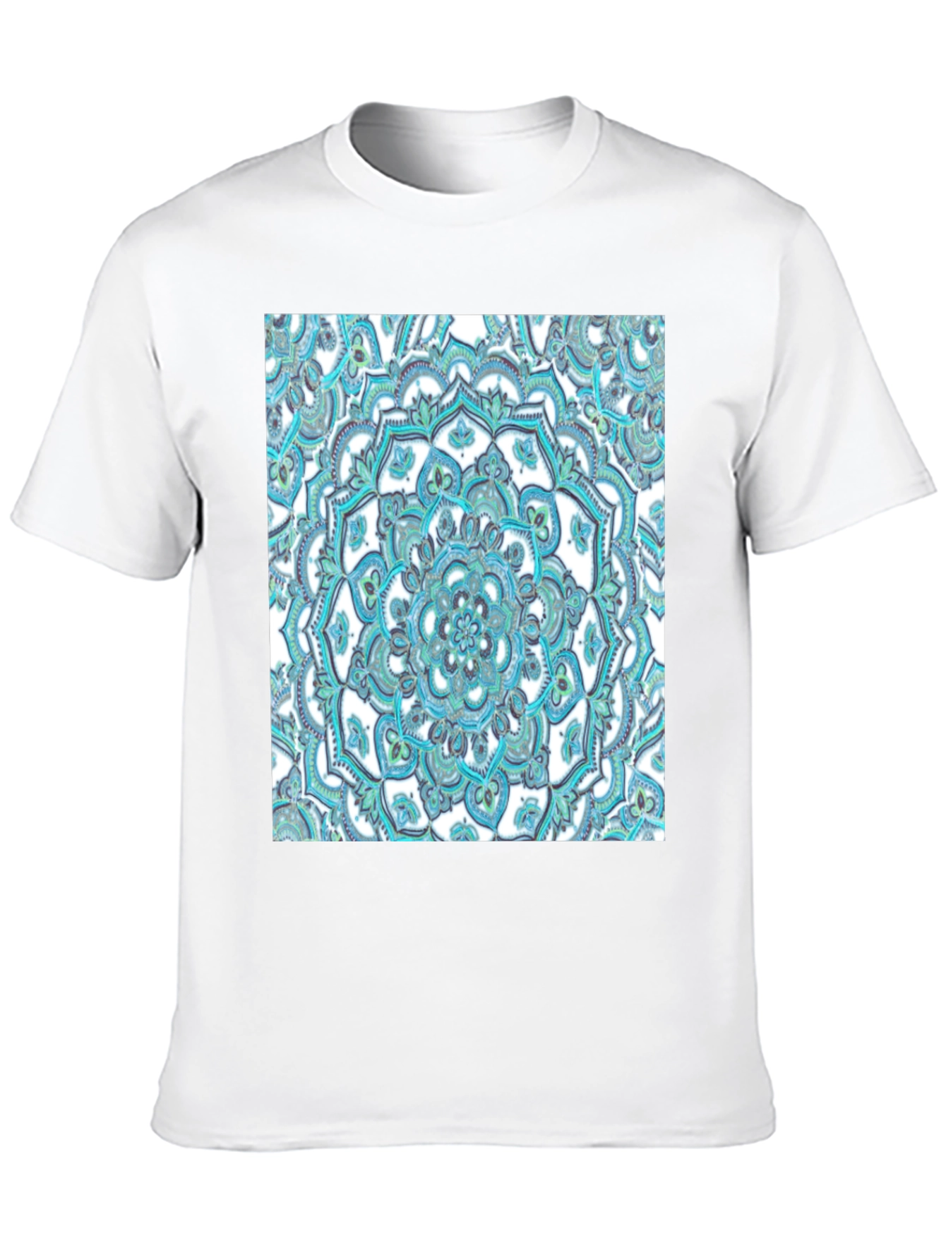 Camiseta Negra con Diseño Mandala Azul