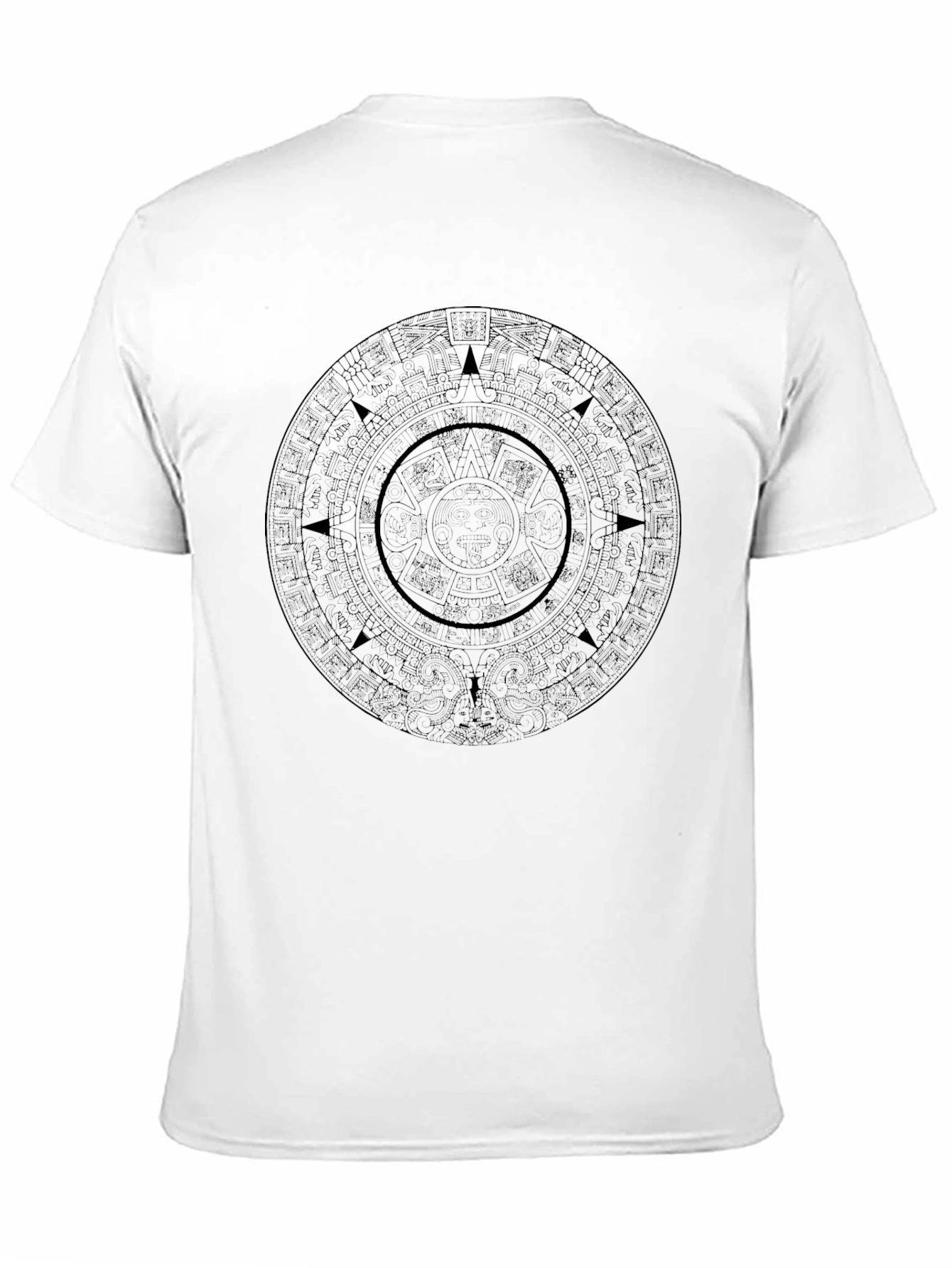 Camiseta Hombre Negra Calendario Azteca Diseño Único