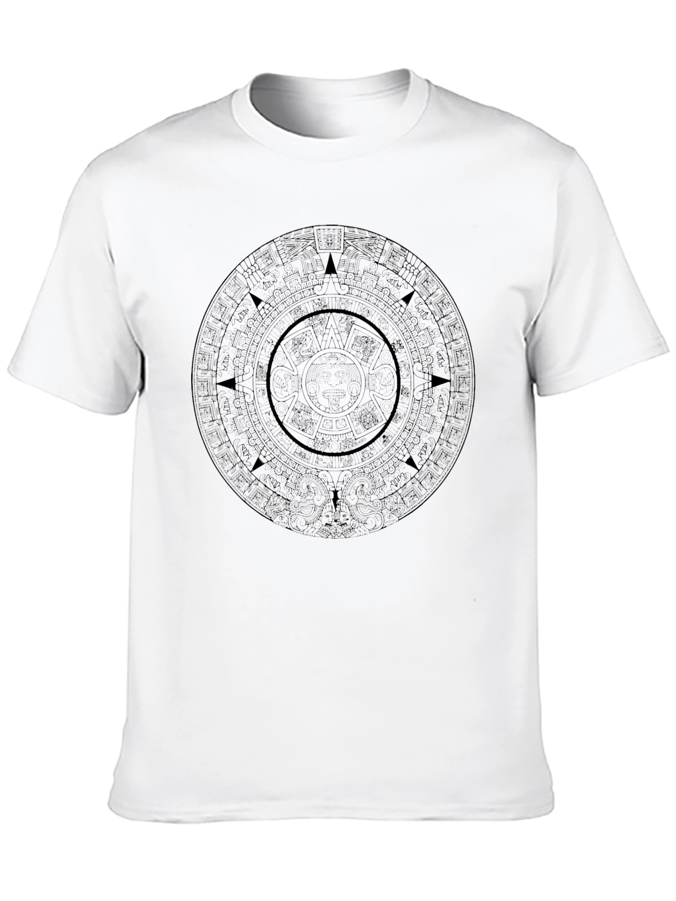 Camiseta Hombre Negra Calendario Azteca Diseño Único