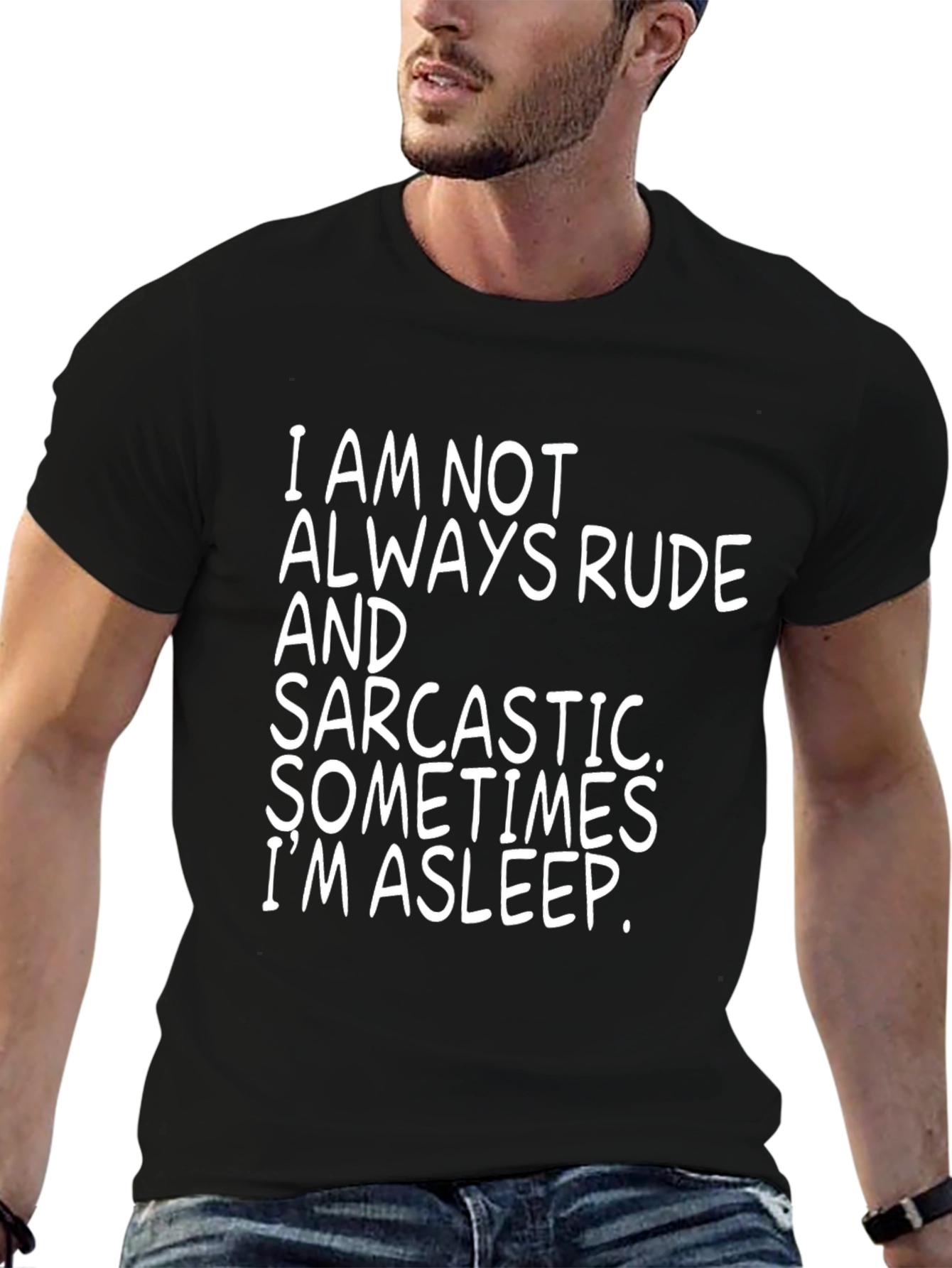 Camiseta Negra con Frase Divertida: A veces estoy durmiendo