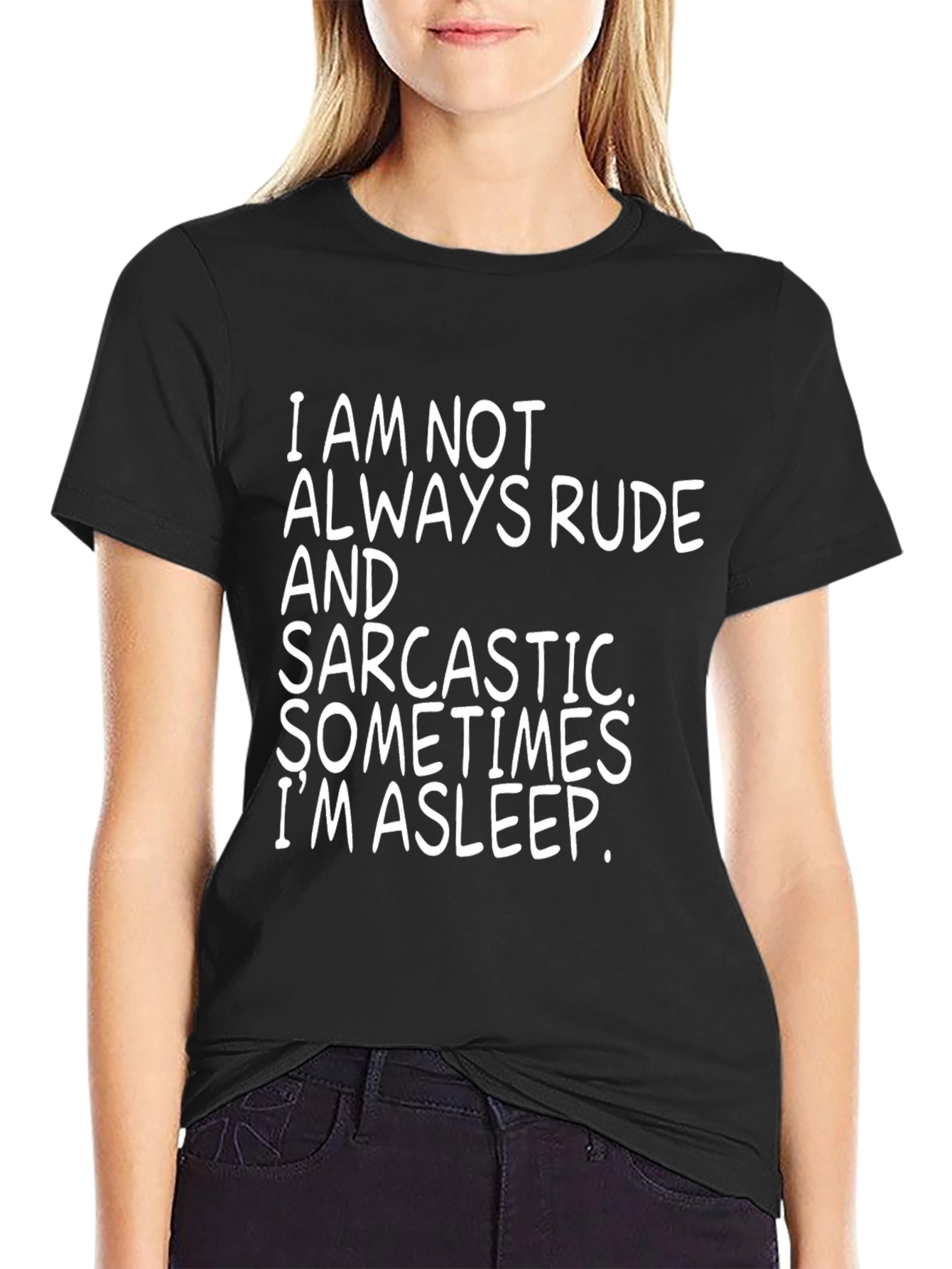 Camiseta Negra con Frase Divertida: A veces estoy durmiendo