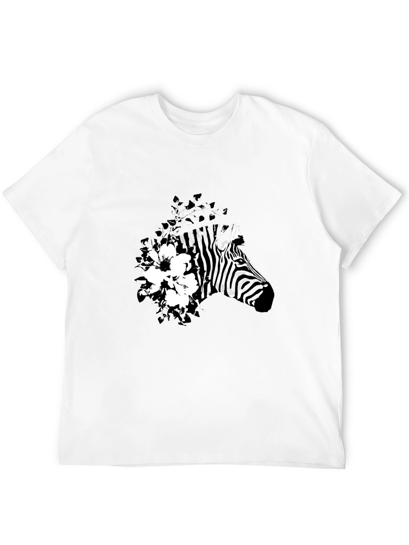 Camiseta Negra con Diseño de Cebra Floral