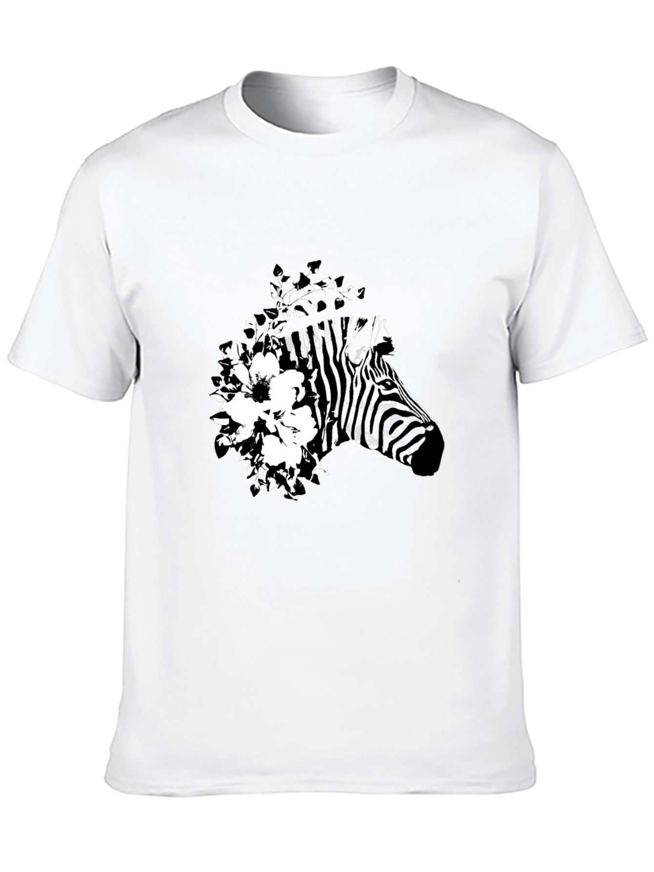 Camiseta Negra con Diseño de Cebra Floral