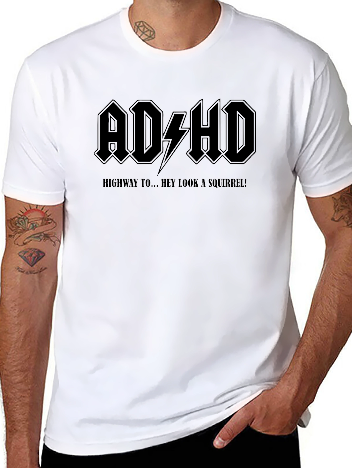 Camiseta Negra ADHD: ¡Hey Mira una Ardilla!