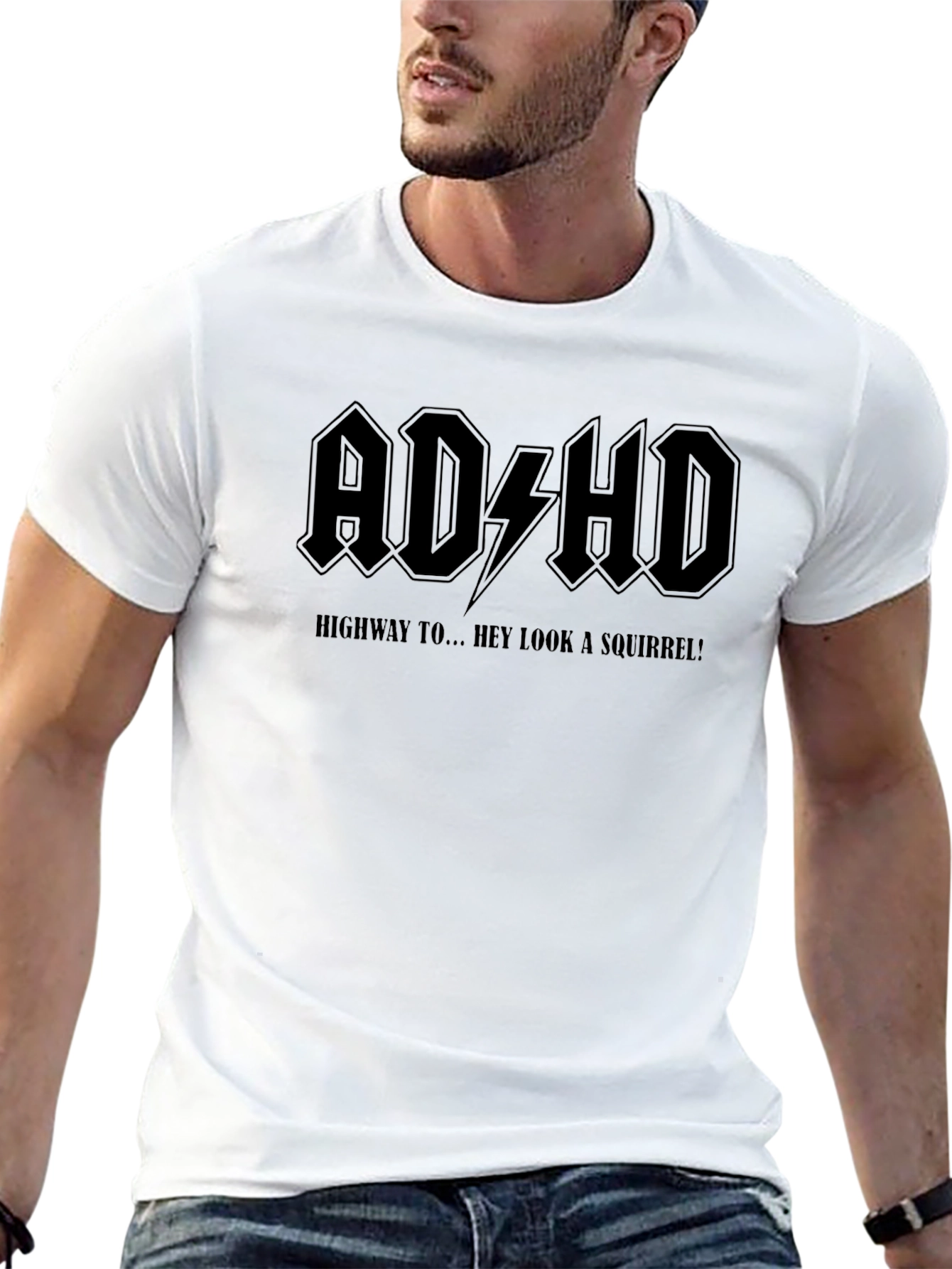 Camiseta Negra ADHD: ¡Hey Mira una Ardilla!