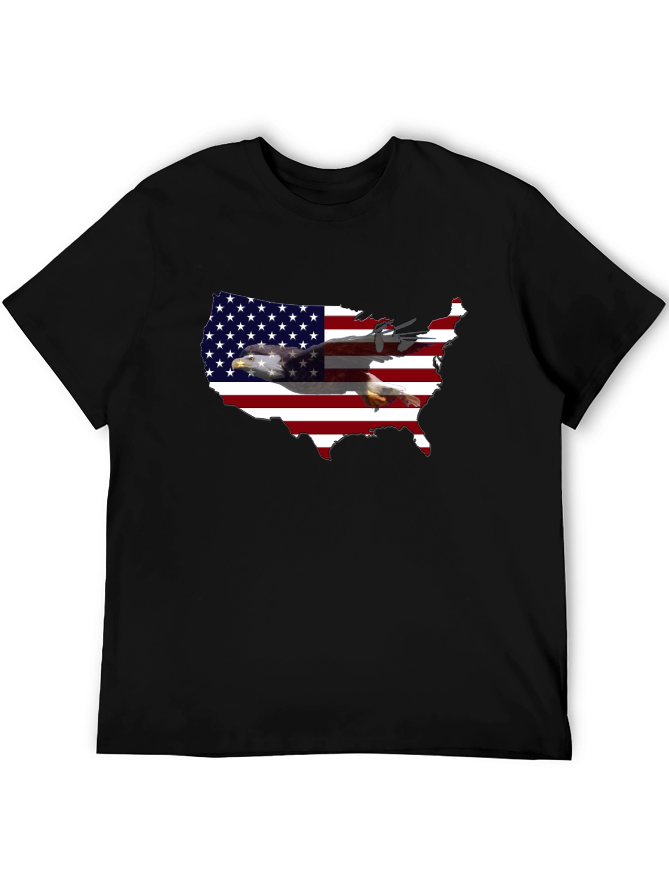 Camiseta Hombre Negra USA Bandera Águila