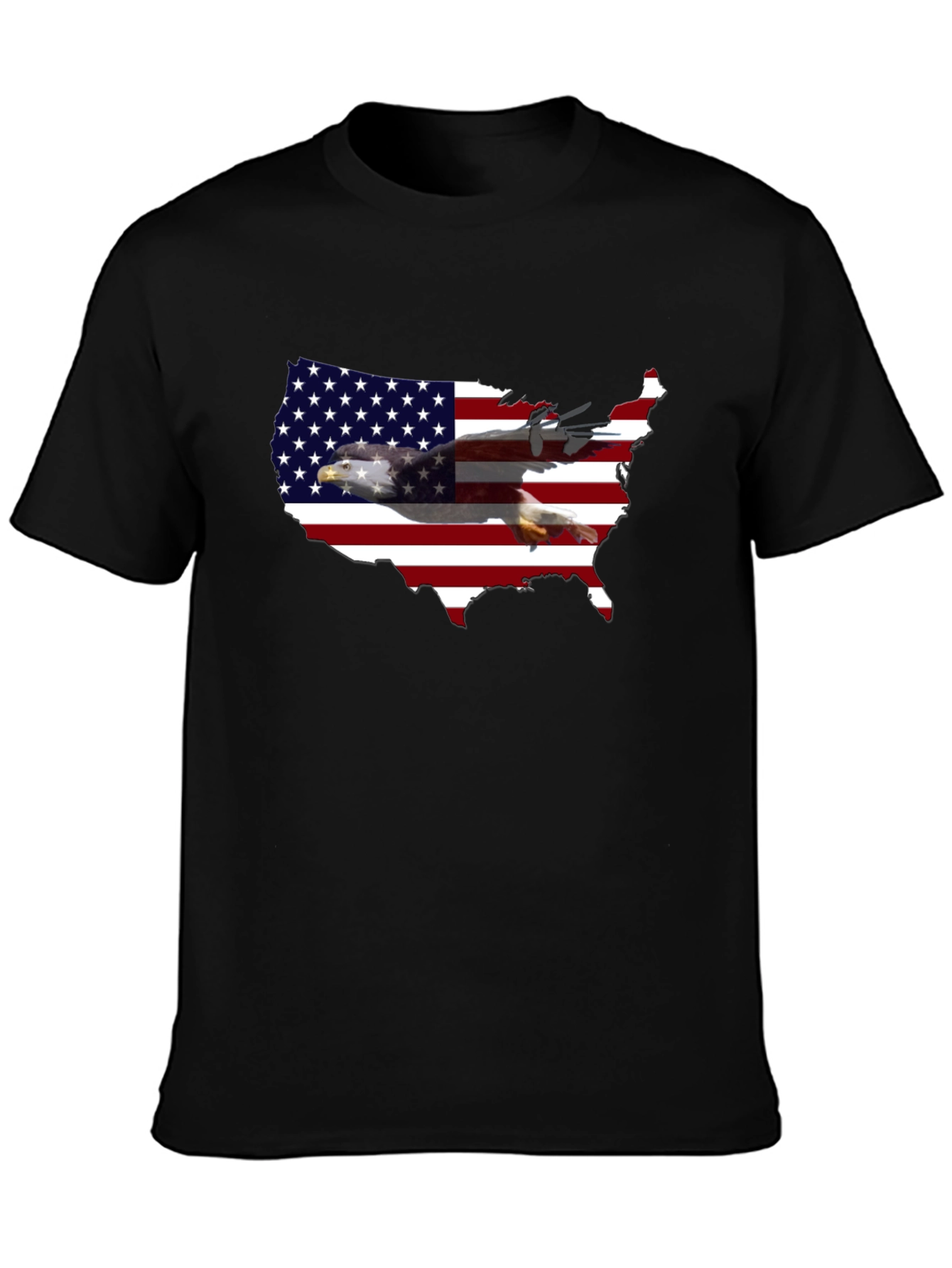 Camiseta Hombre Negra USA Bandera Águila