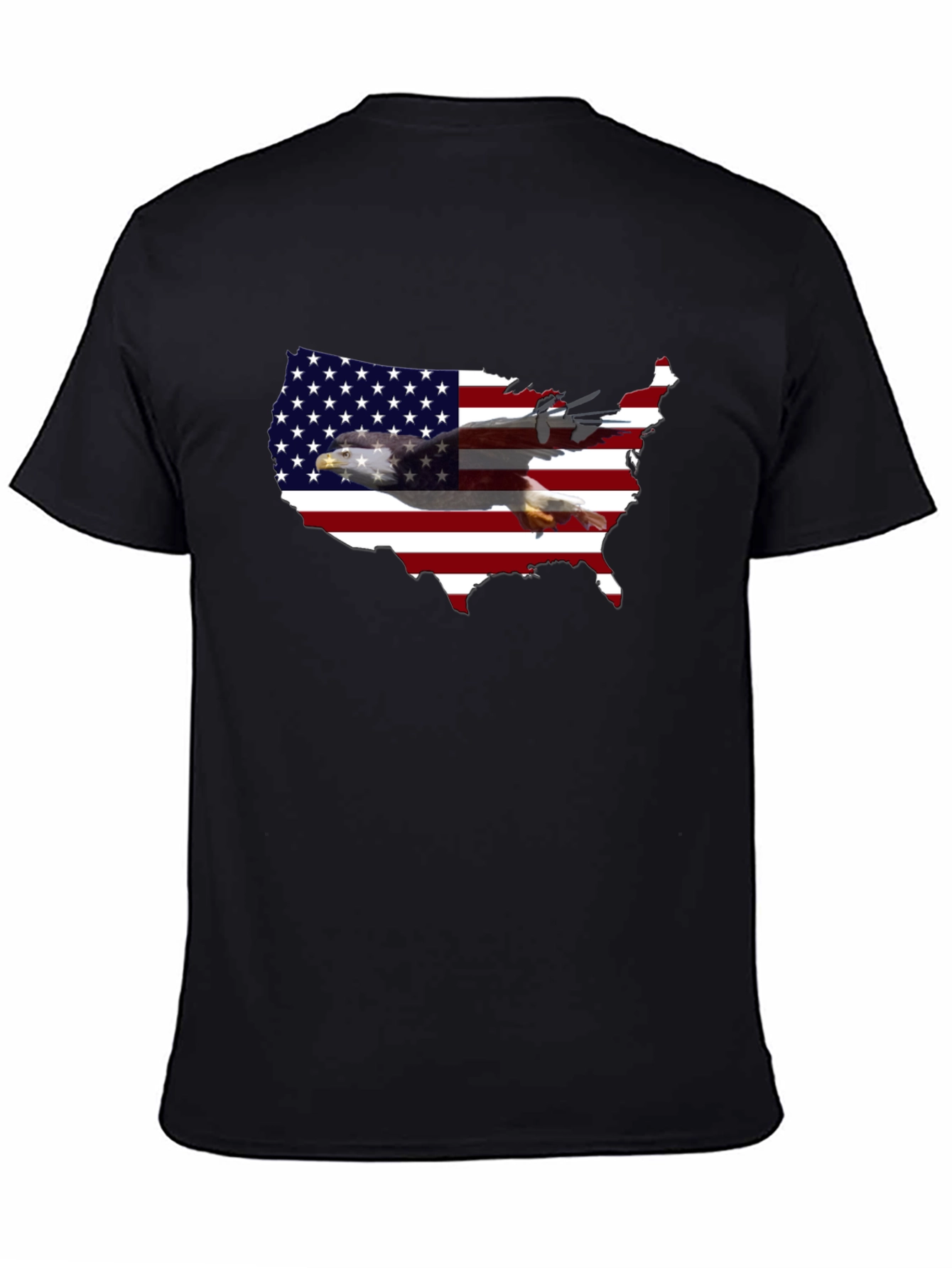 Camiseta Hombre Negra USA Bandera Águila
