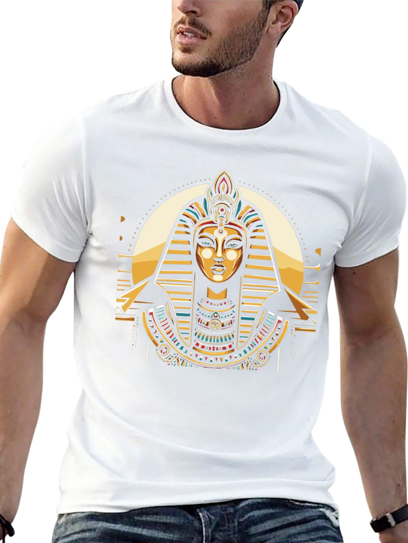 Camiseta Negra con Diseño Egipcio