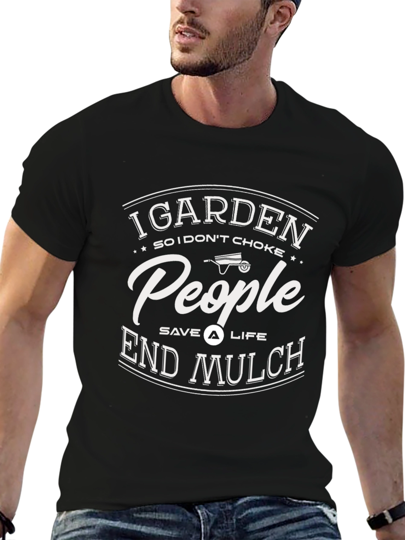 Camiseta Negra con Diseño de Jardinería