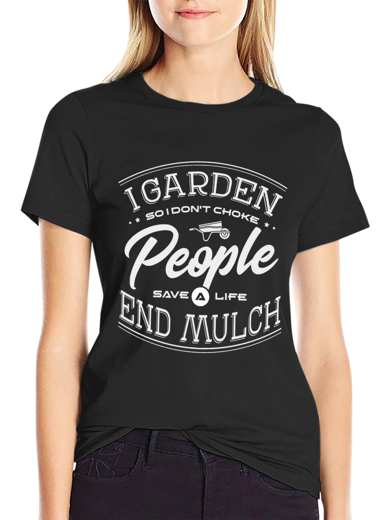 Camiseta Negra con Diseño de Jardinería