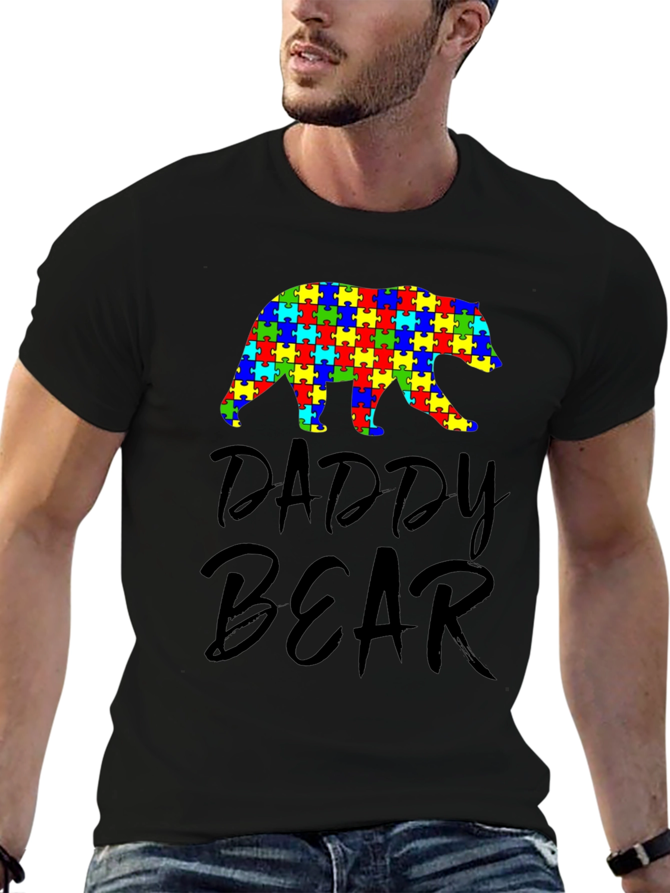 Camiseta Negra Daddy Bear Autismo