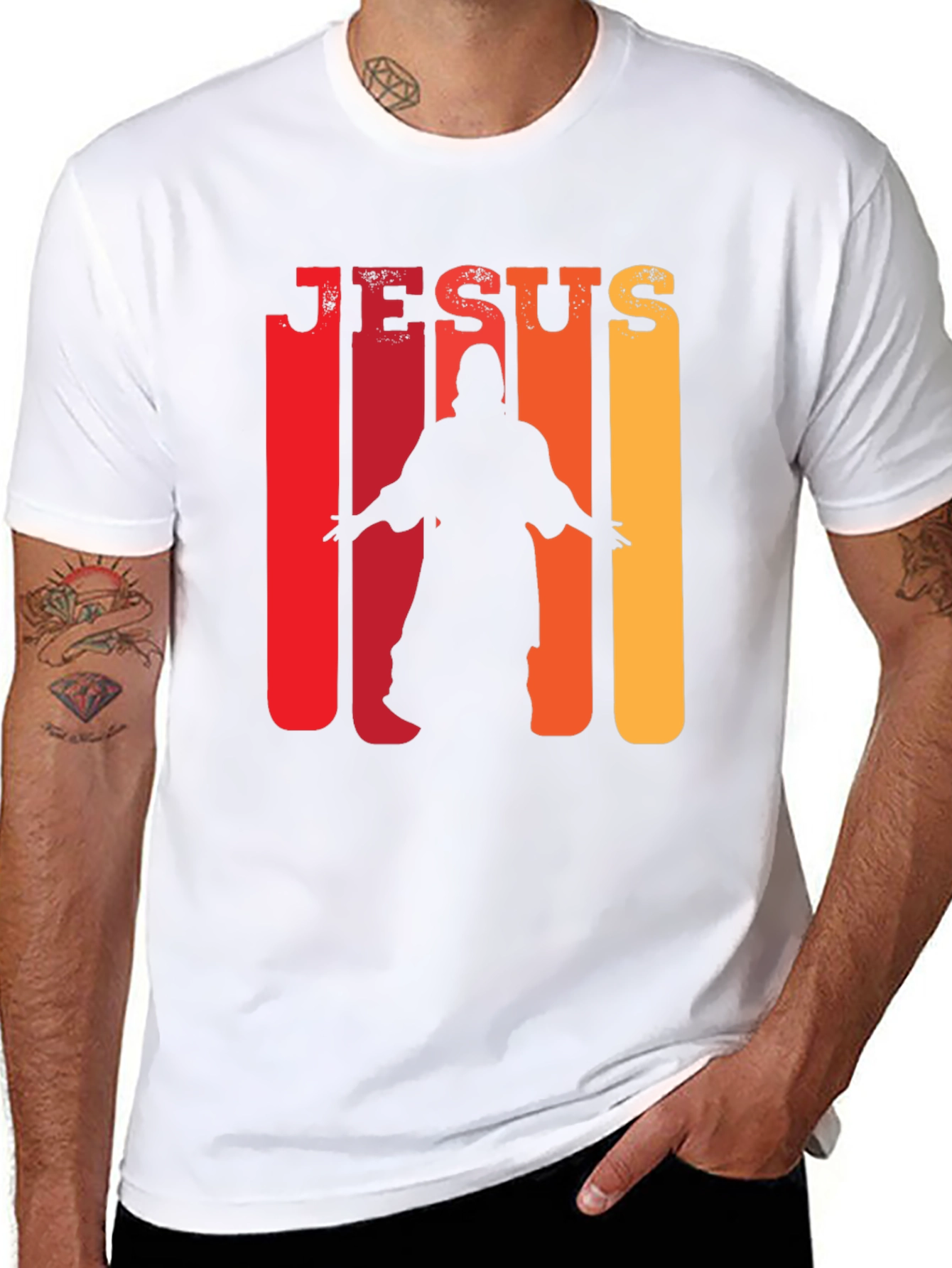 Camiseta Jesús Retro Hombre Algodón Suave Diseño Único