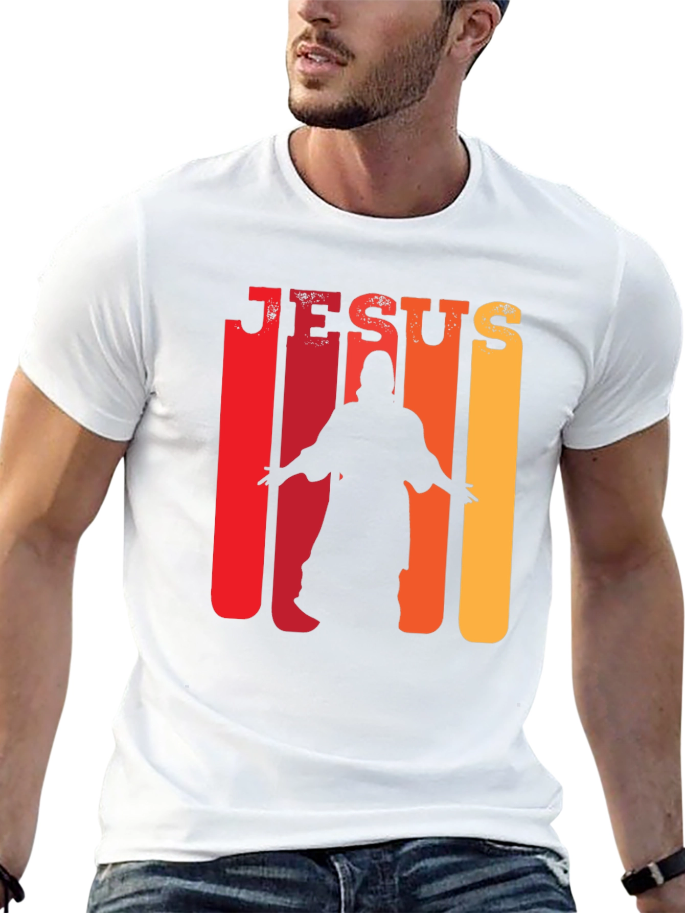 Camiseta Jesús Retro Hombre Algodón Suave Diseño Único