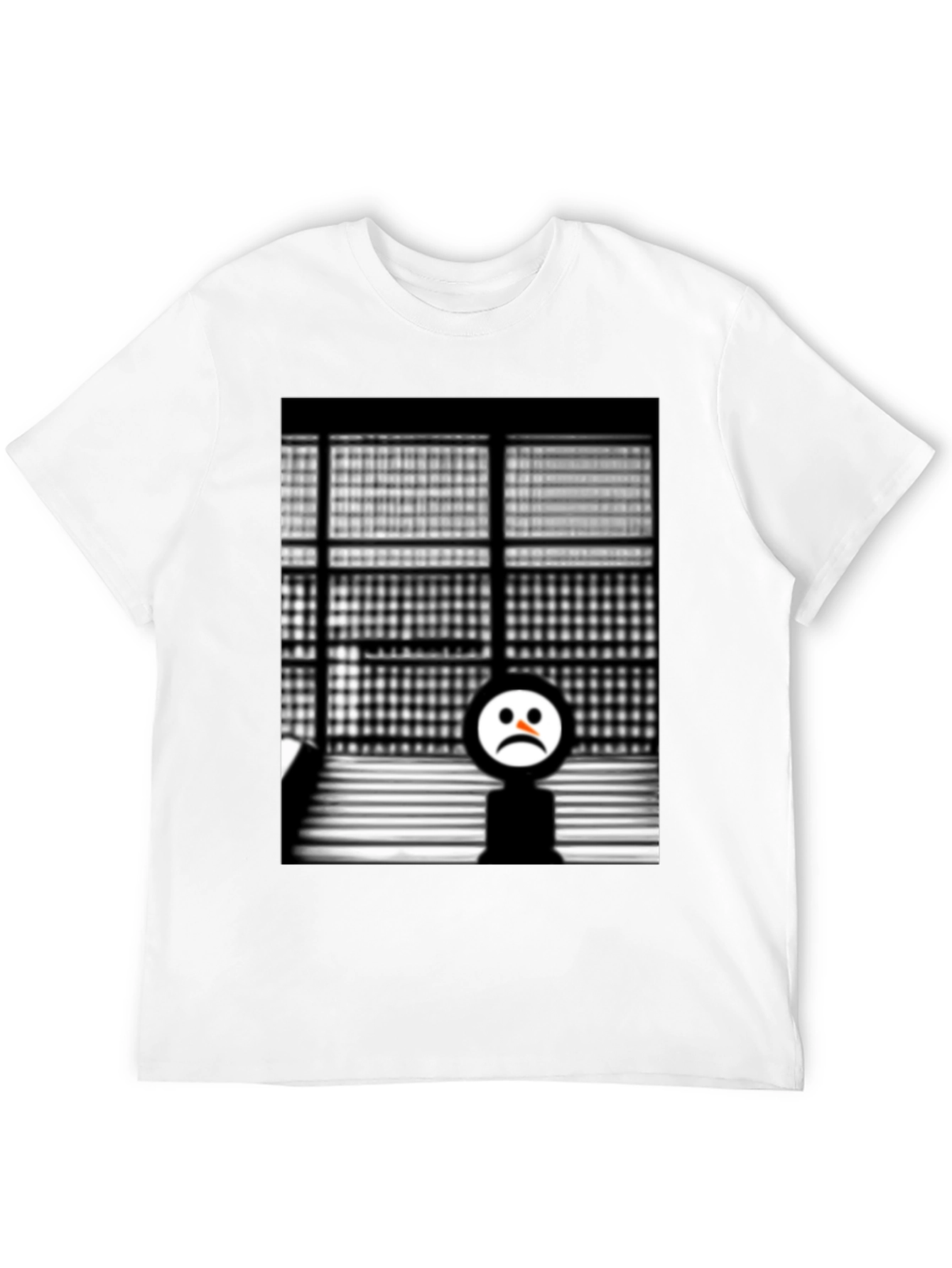 Camiseta Negra con Diseño Abstracto Triste