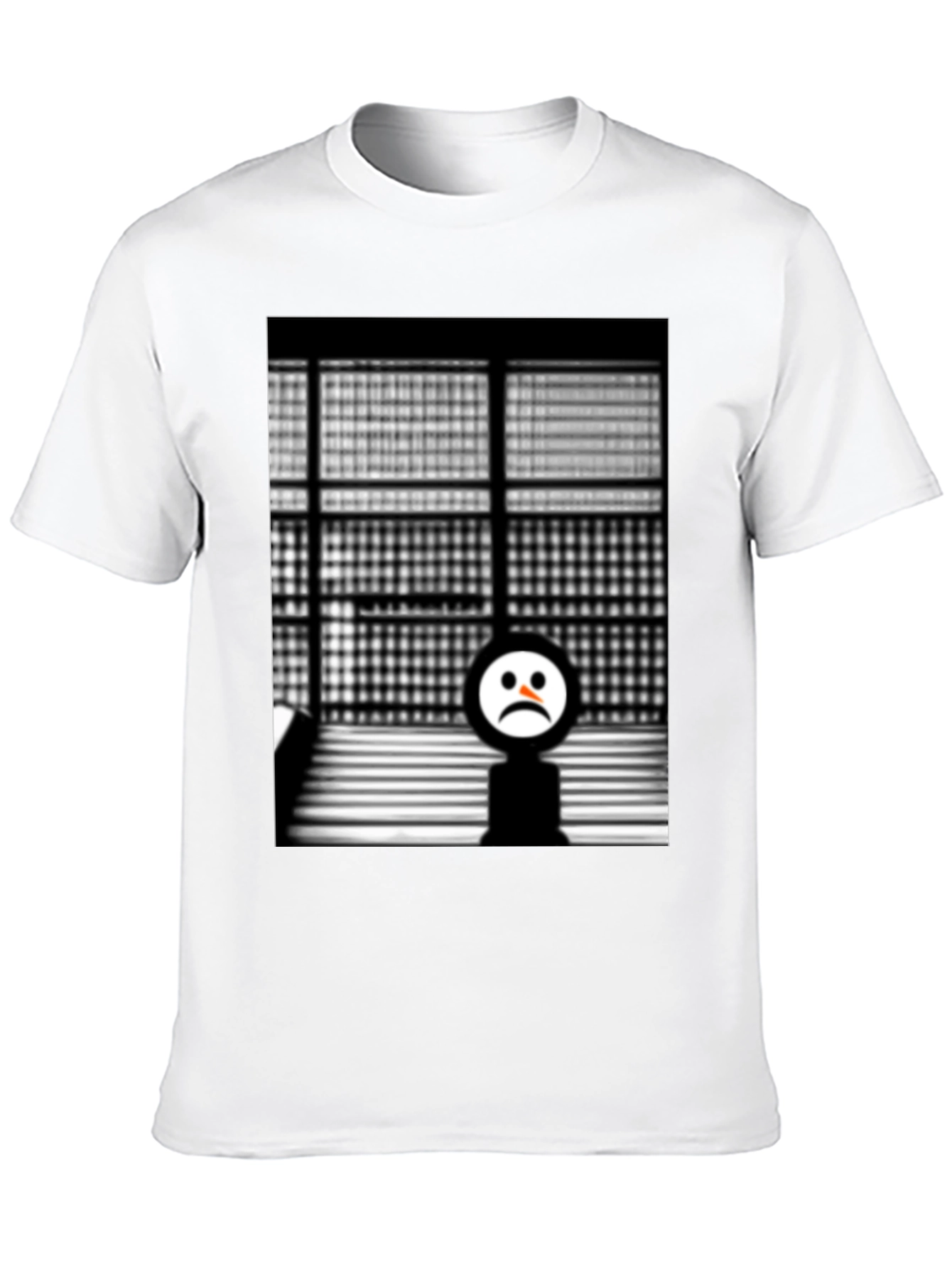 Camiseta Negra con Diseño Abstracto Triste