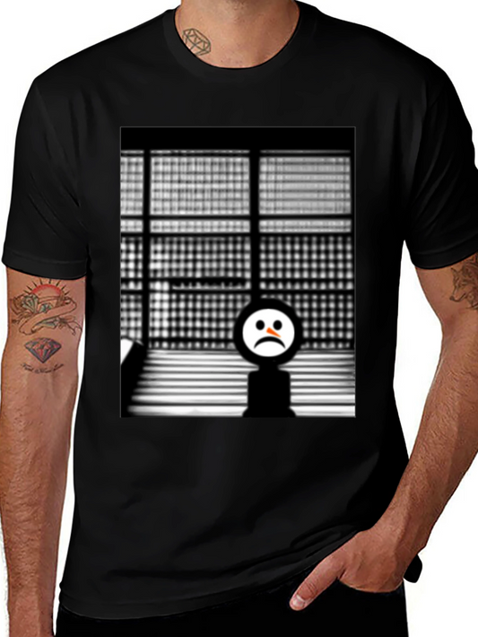 Camiseta Negra con Diseño Abstracto Triste