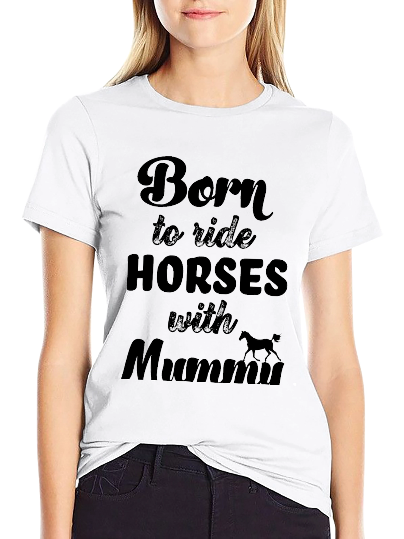 Camiseta Negra: Nacido para montar caballos con Mamá
