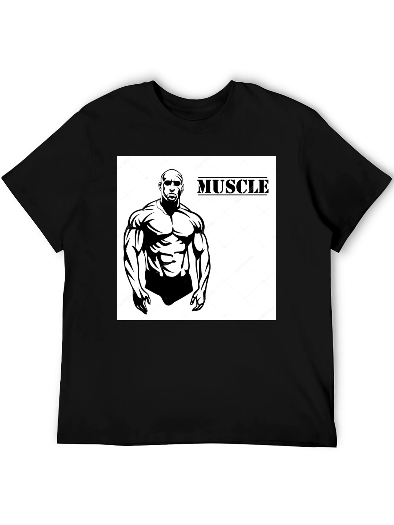 Camiseta Negra Hombre Diseño Musculoso