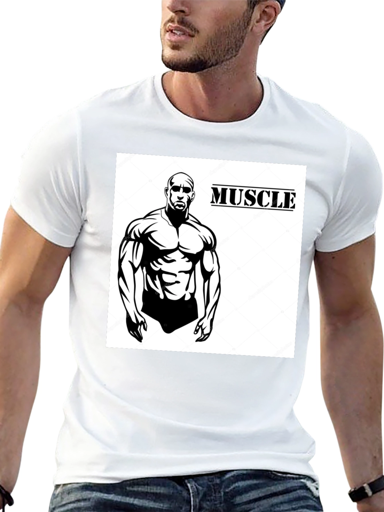 Camiseta Negra Hombre Diseño Musculoso
