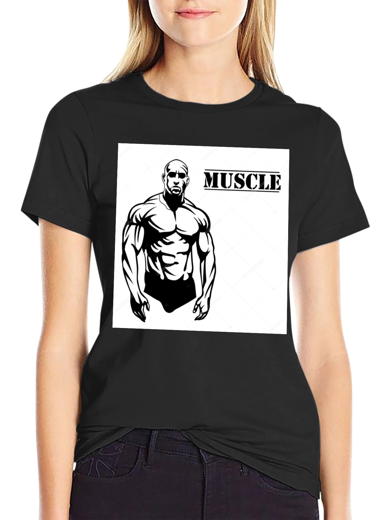 Camiseta Negra Hombre Diseño Musculoso