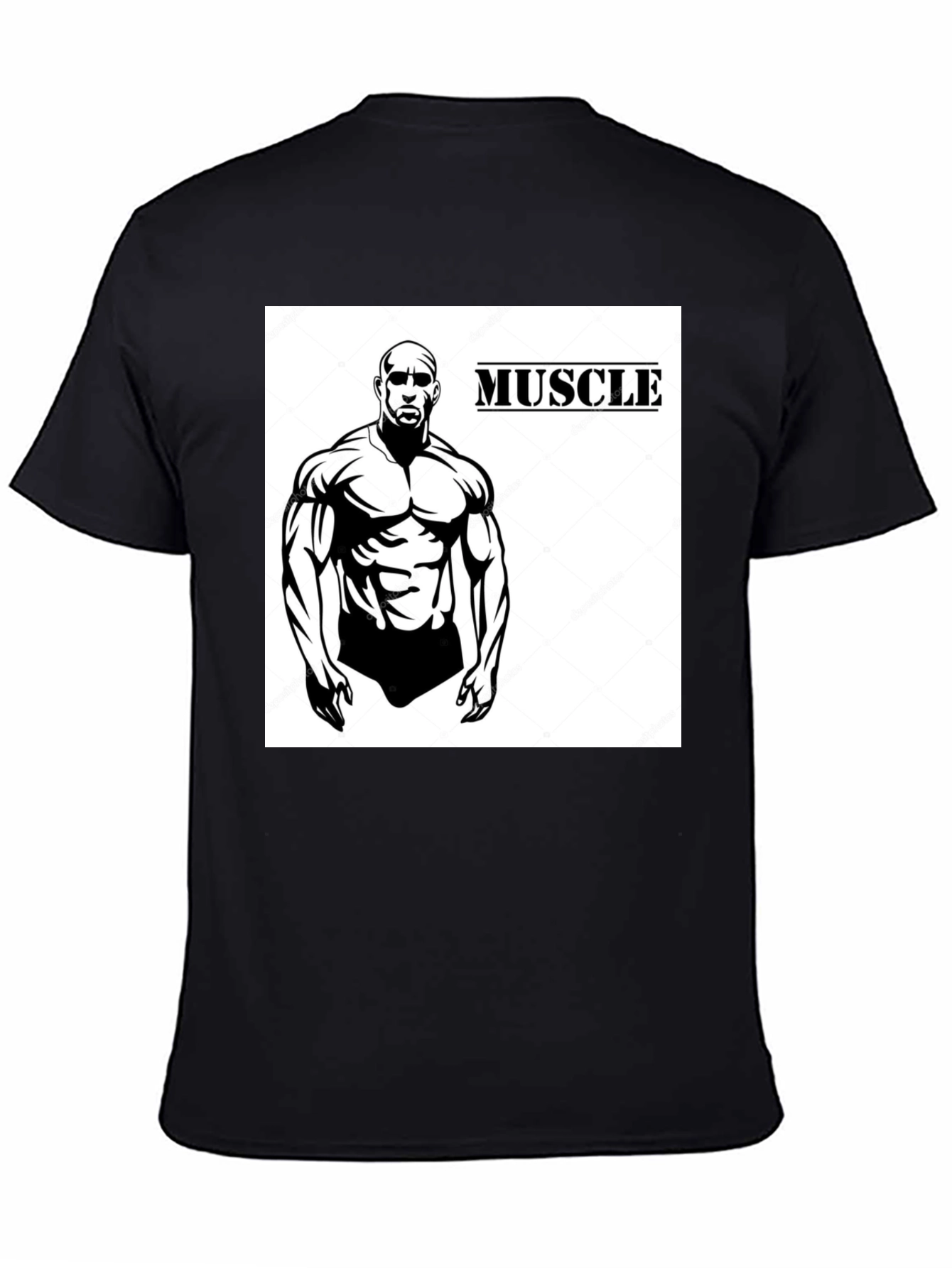 Camiseta Negra Hombre Diseño Musculoso