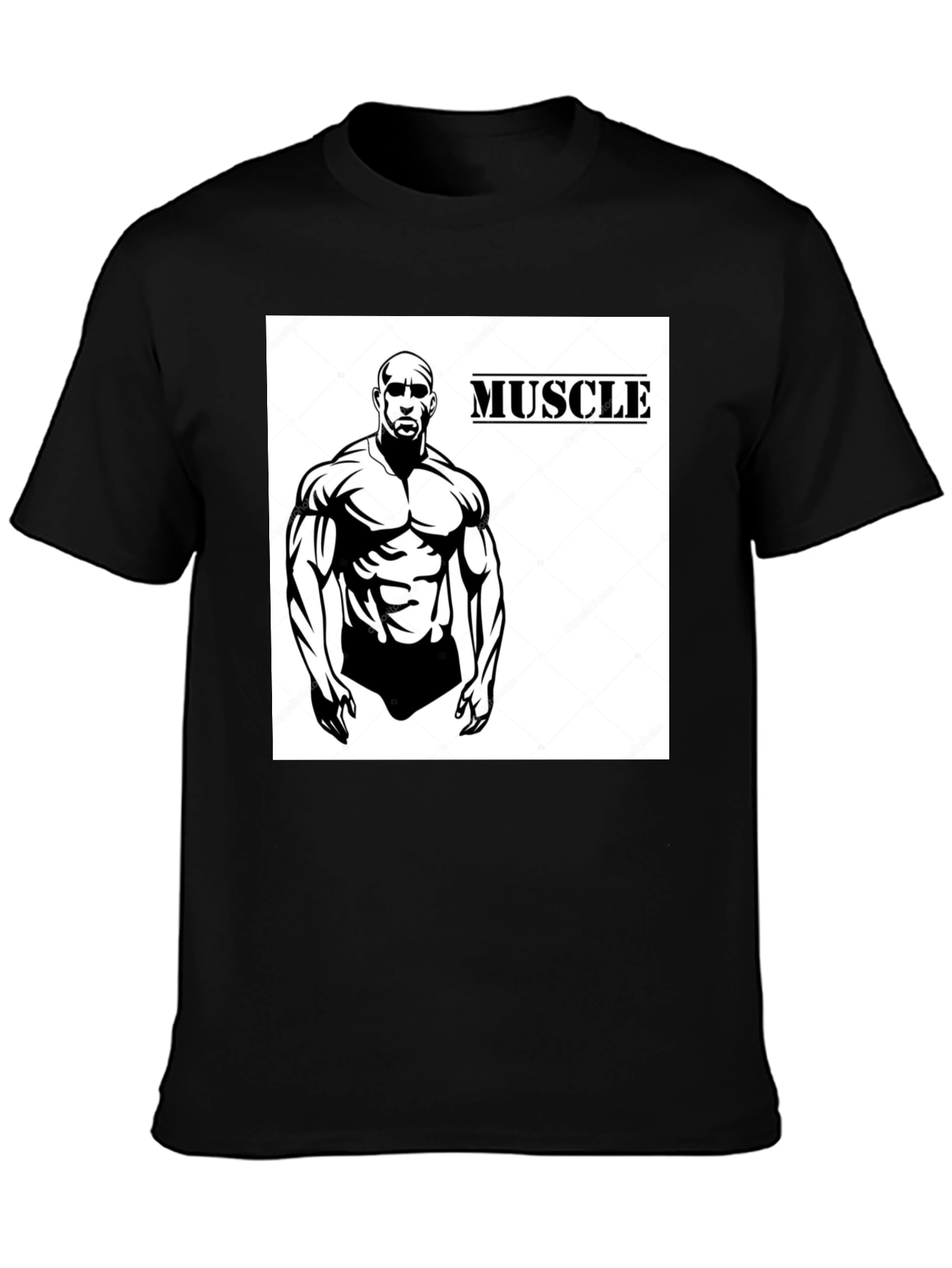 Camiseta Negra Hombre Diseño Musculoso