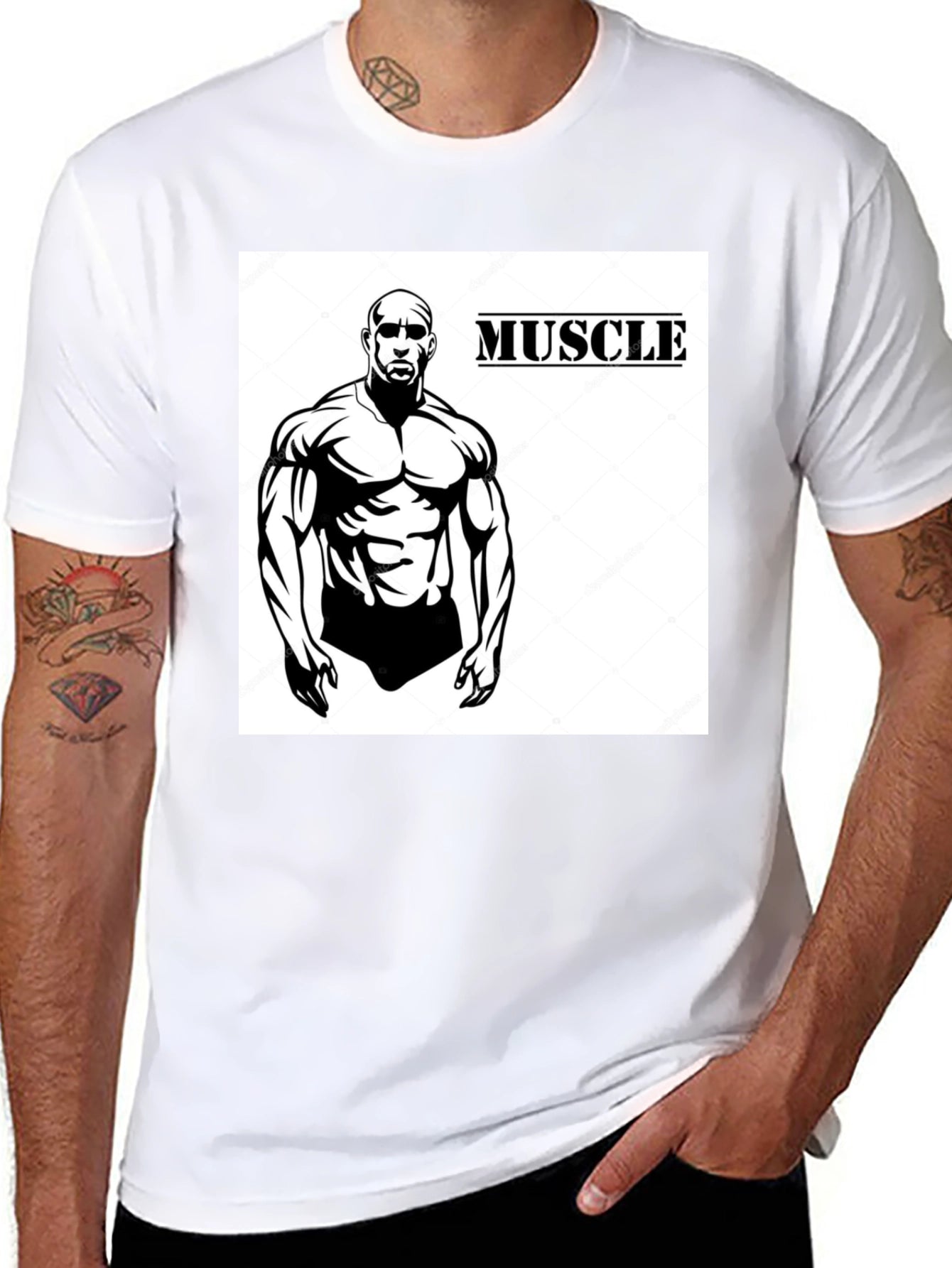 Camiseta Negra Hombre Diseño Musculoso