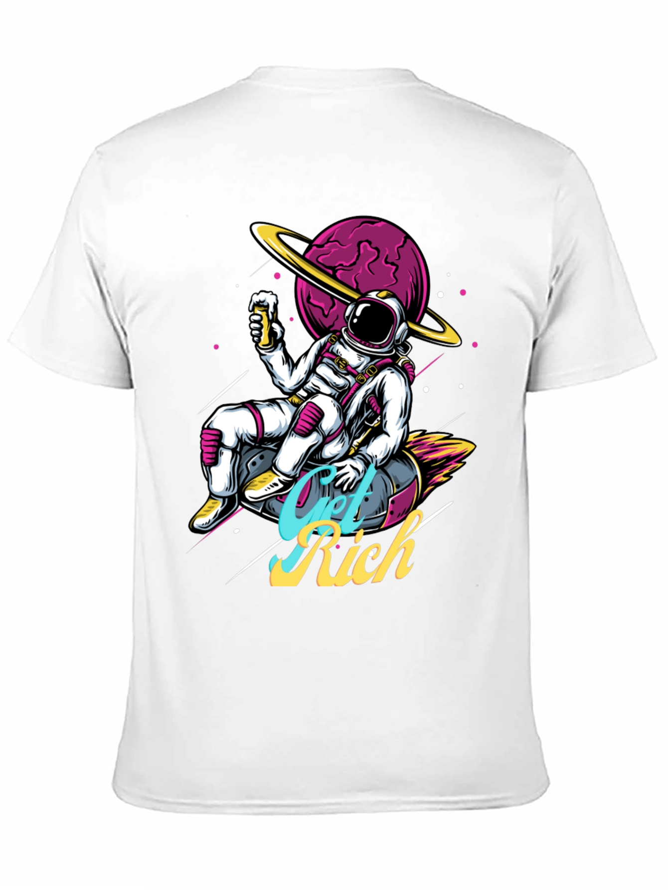 Camiseta Astronauta Get Rich Estilo Espacial