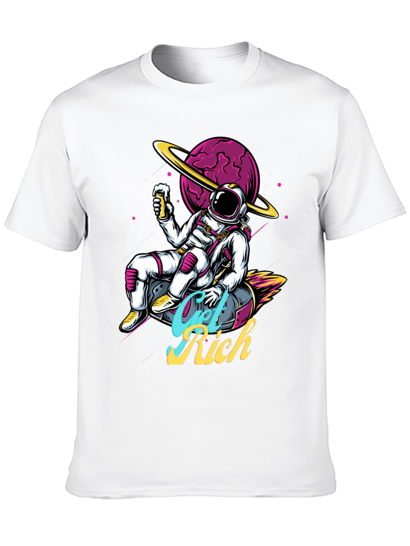 Camiseta Astronauta Get Rich Estilo Espacial