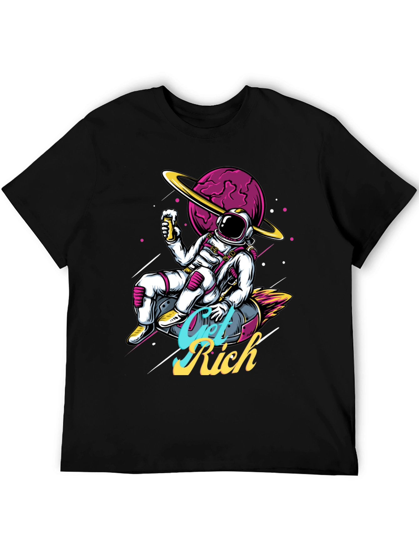 Camiseta Astronauta Get Rich Estilo Espacial