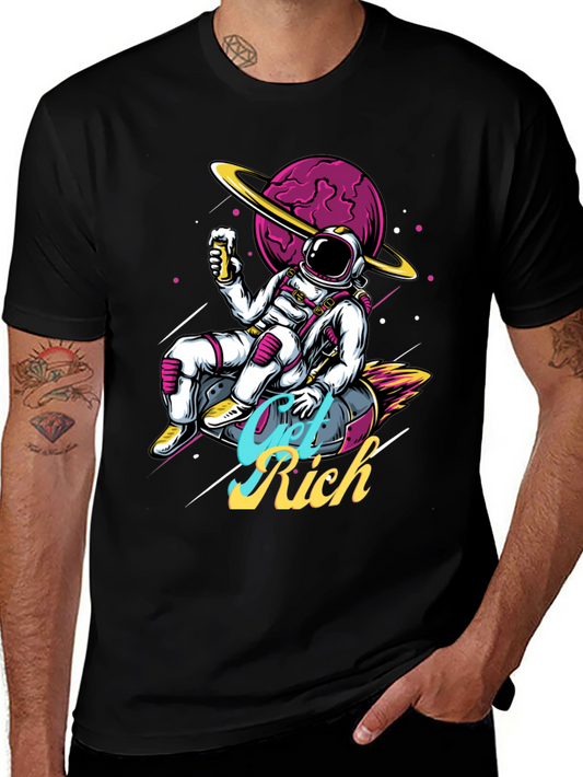 Camiseta Astronauta Get Rich Estilo Espacial