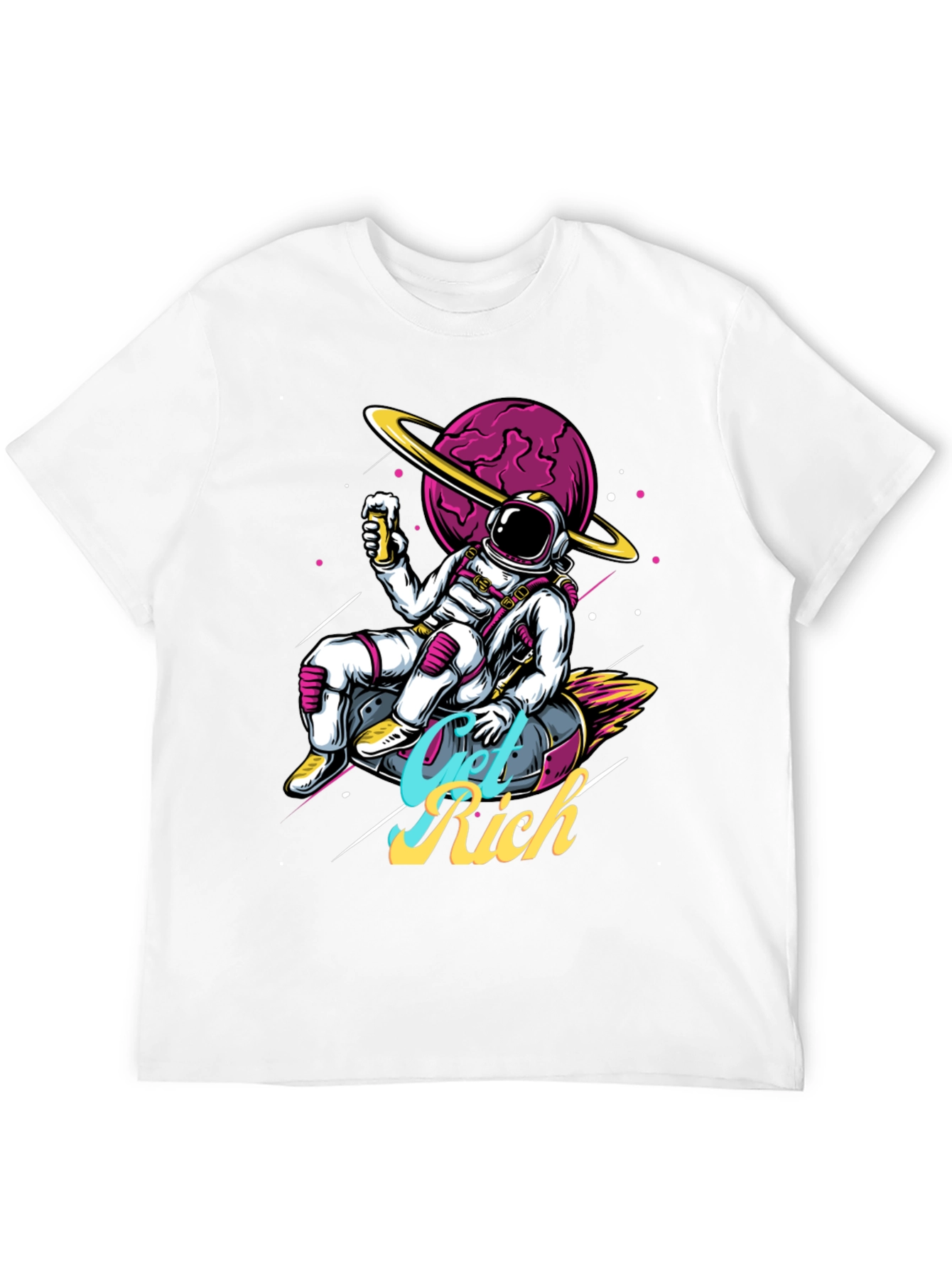 Camiseta Astronauta Get Rich Estilo Espacial