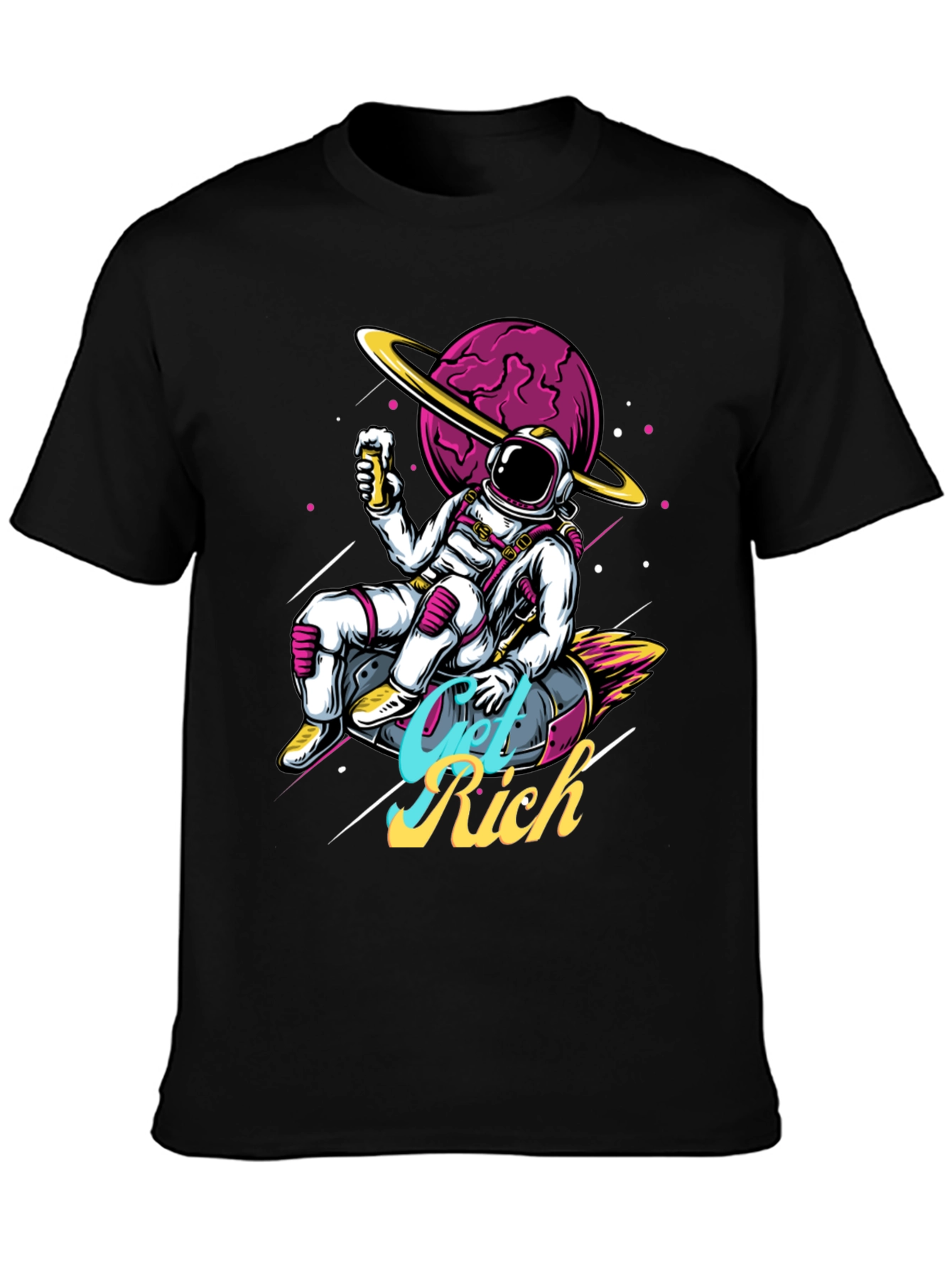 Camiseta Astronauta Get Rich Estilo Espacial