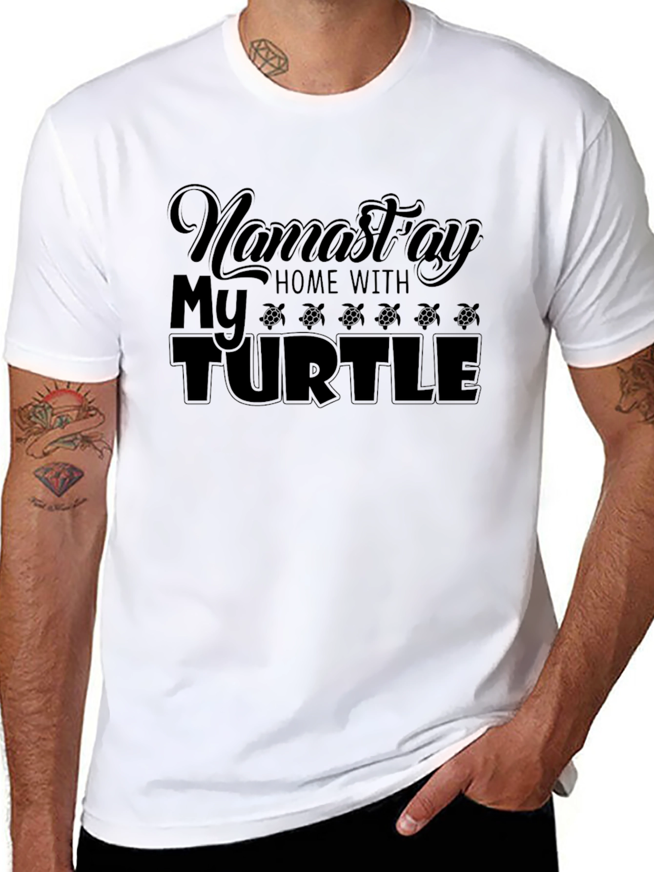 Camiseta Negra Namastay Home With My Turtle