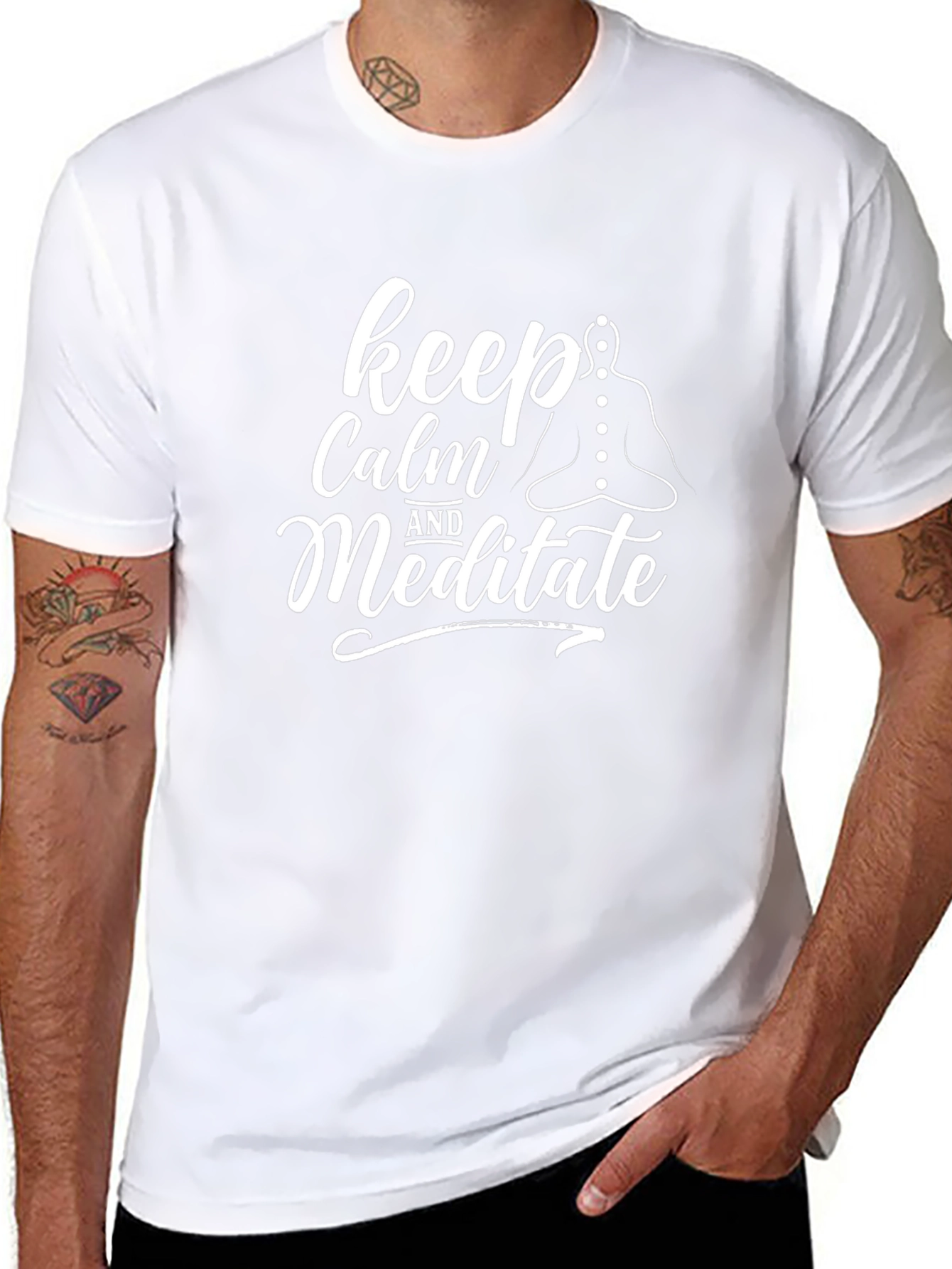 Camiseta Negra Keep Calm and Meditate