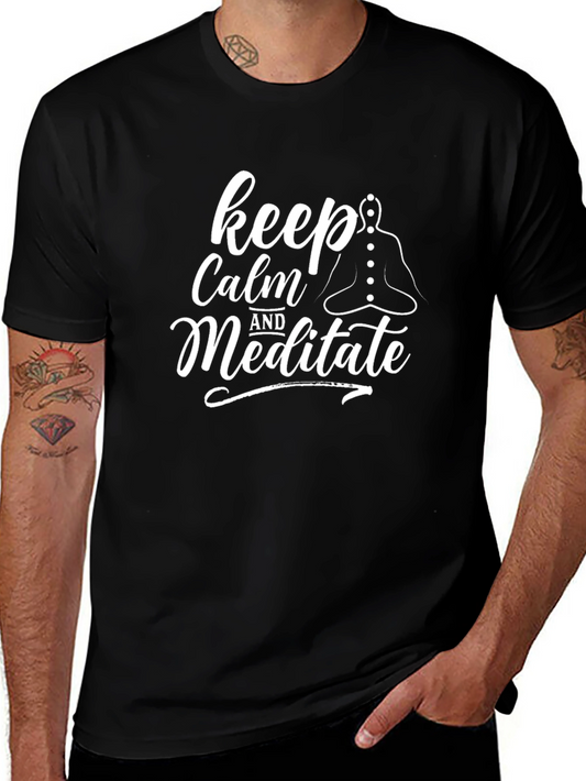 Camiseta Negra Keep Calm and Meditate