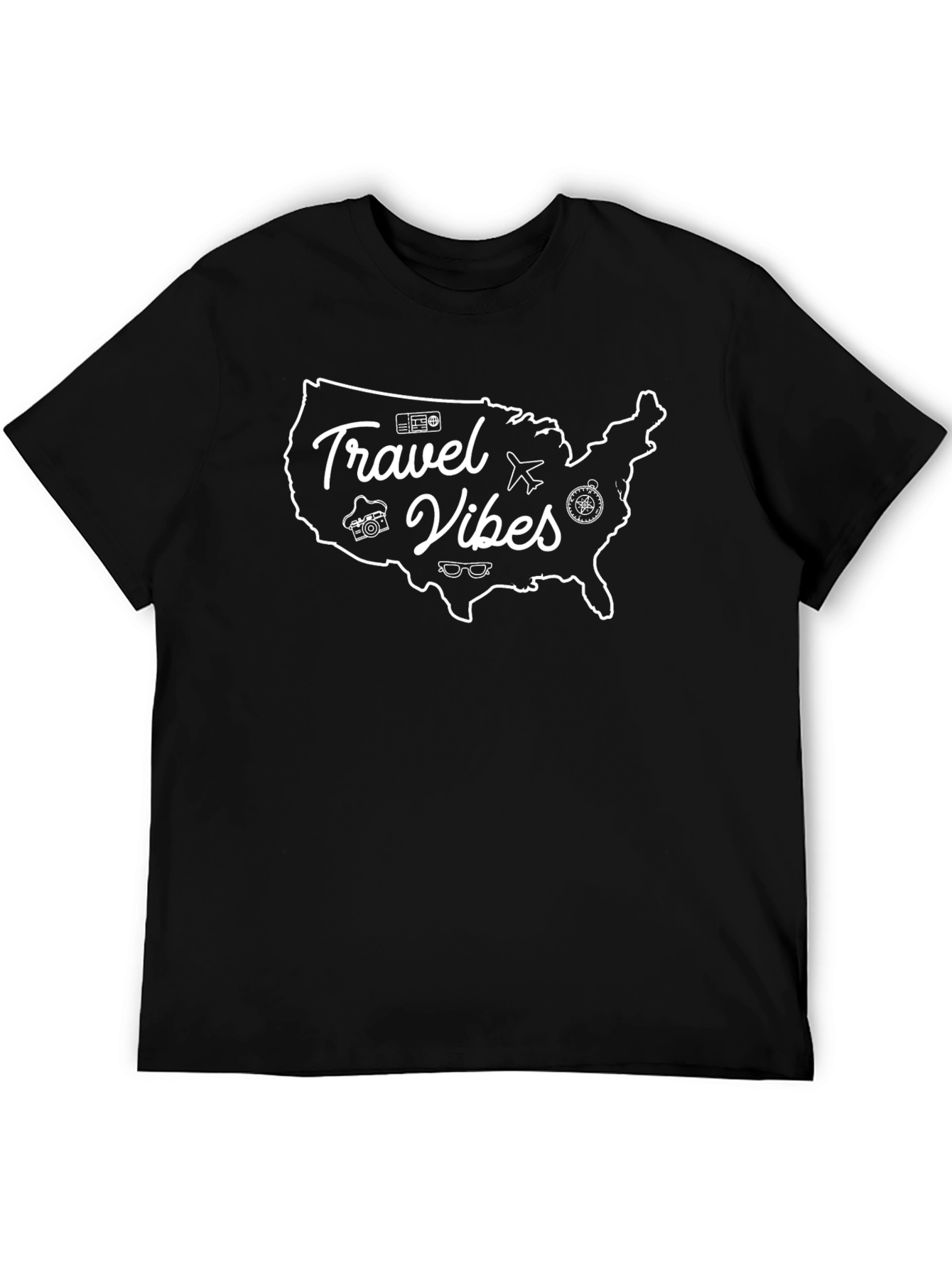 Camiseta Negra Travel Vibes USA