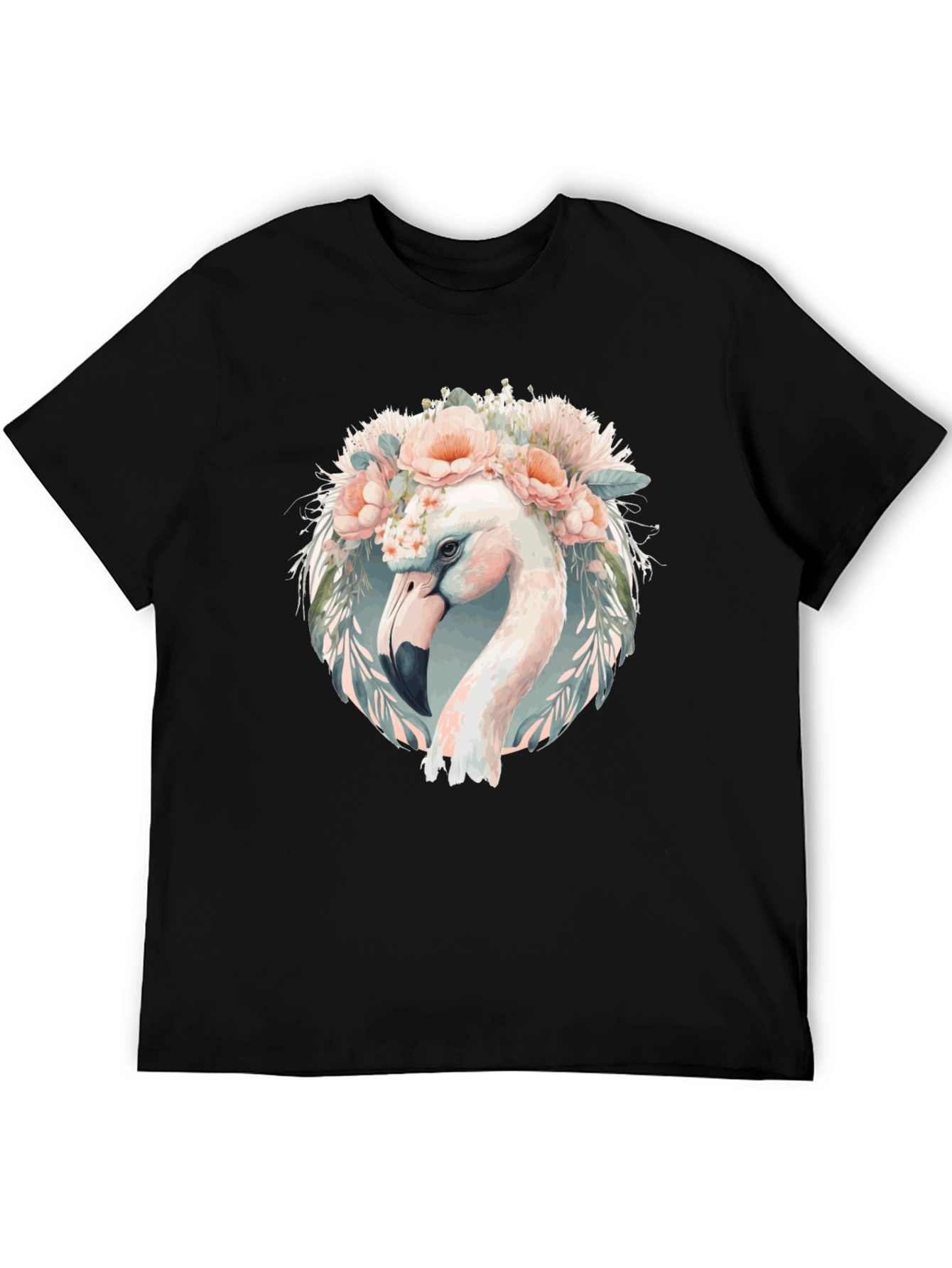 Camiseta Negra con Diseño de Flamenco Floral