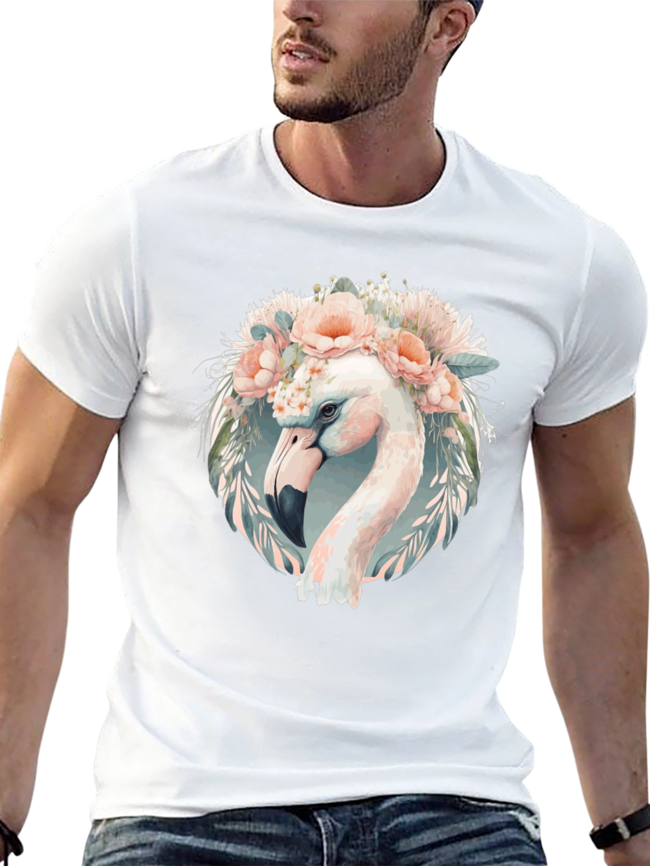 Camiseta Negra con Diseño de Flamenco Floral