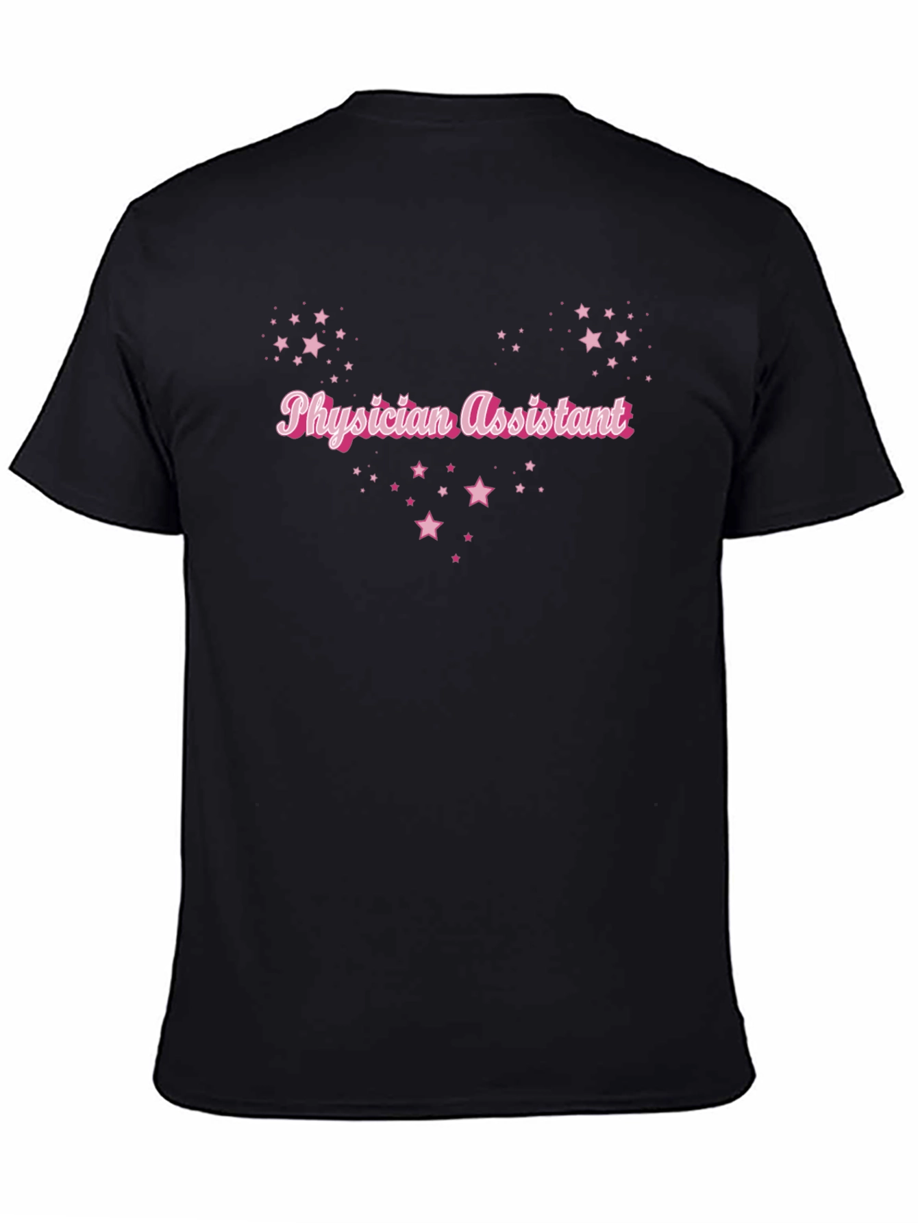 Camiseta Negra Physician Assistant con Estrellas Rosadas