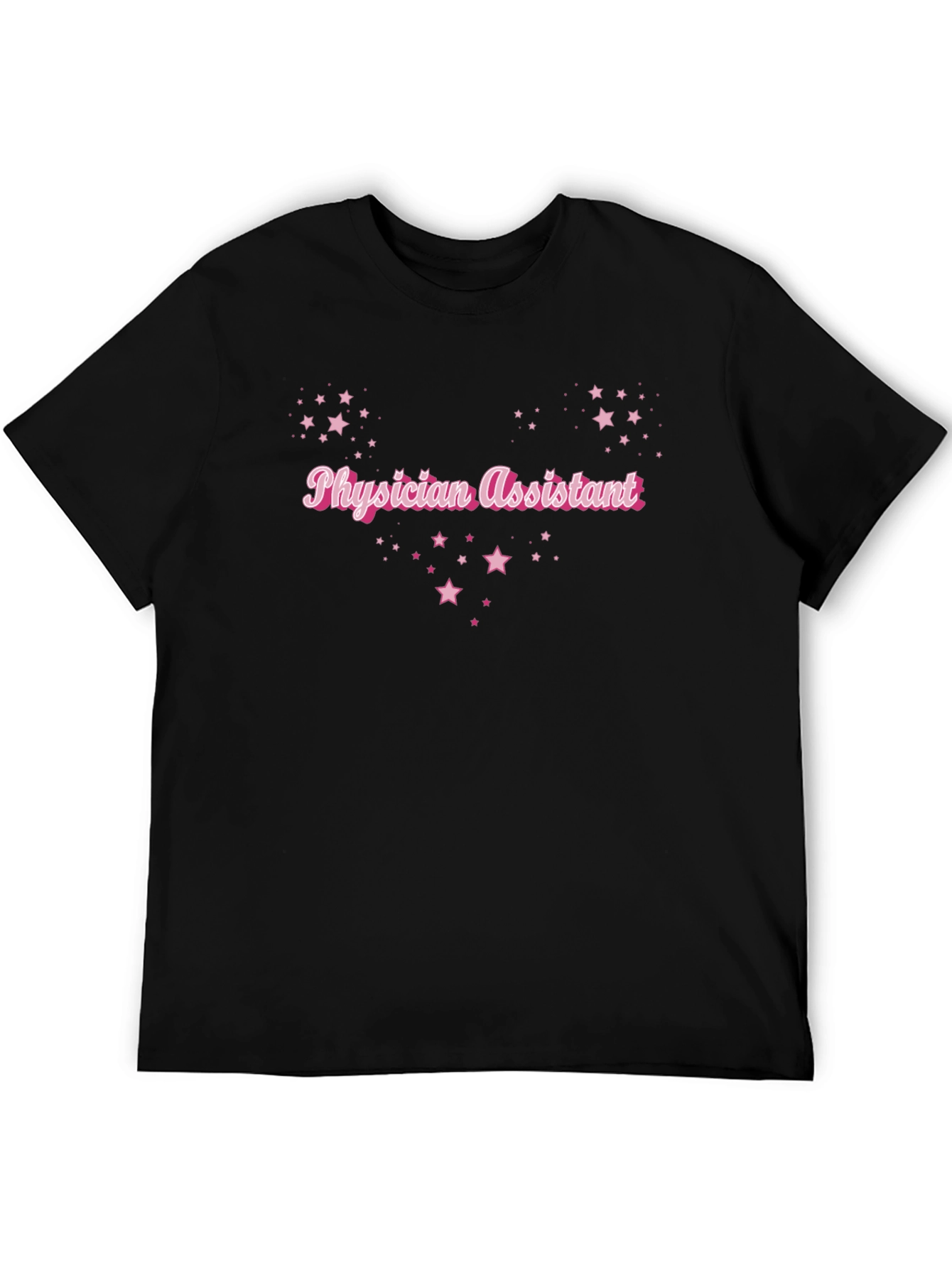 Camiseta Negra Physician Assistant con Estrellas Rosadas
