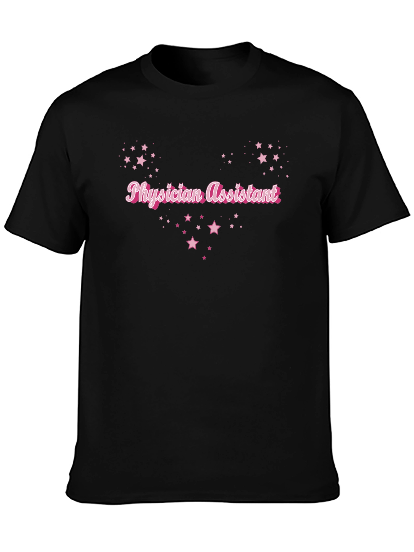 Camiseta Negra Physician Assistant con Estrellas Rosadas