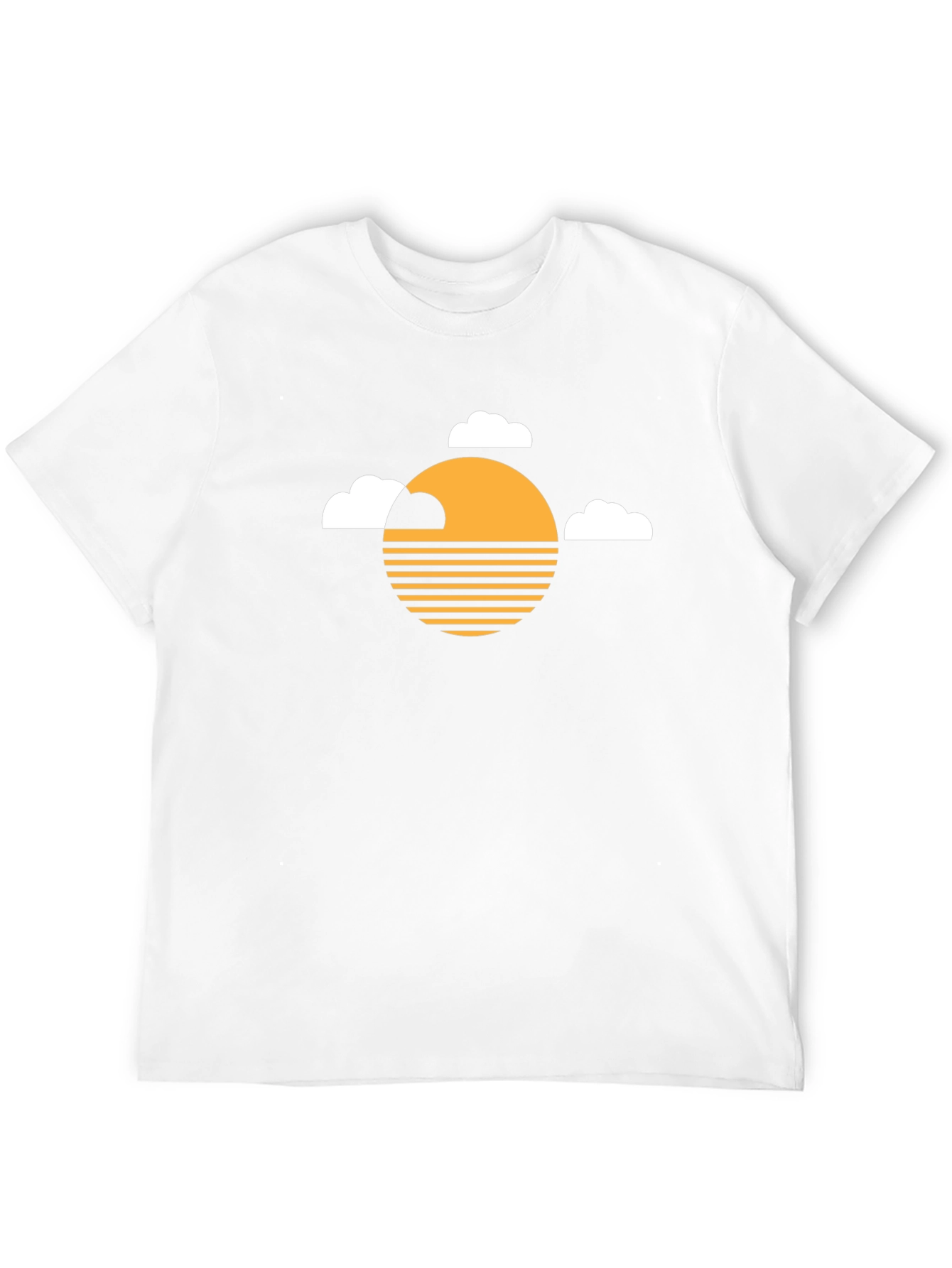 Camiseta Negra con Diseño de Sol y Nubes
