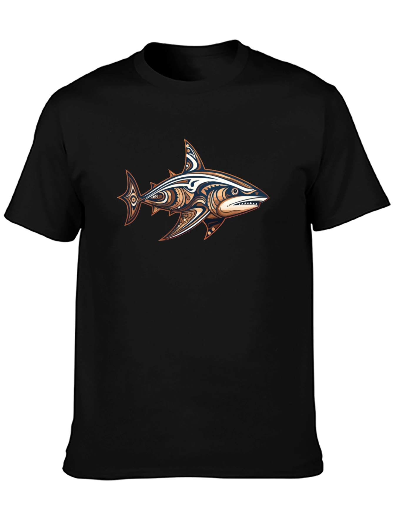 Camiseta Negra con Diseño de Tiburón Tribal