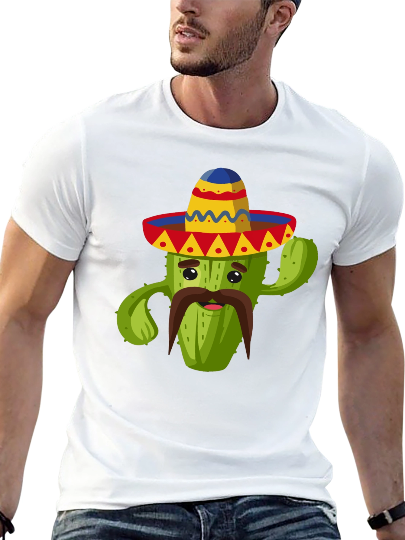 Camiseta Negra con Diseño de Cactus Mexicano
